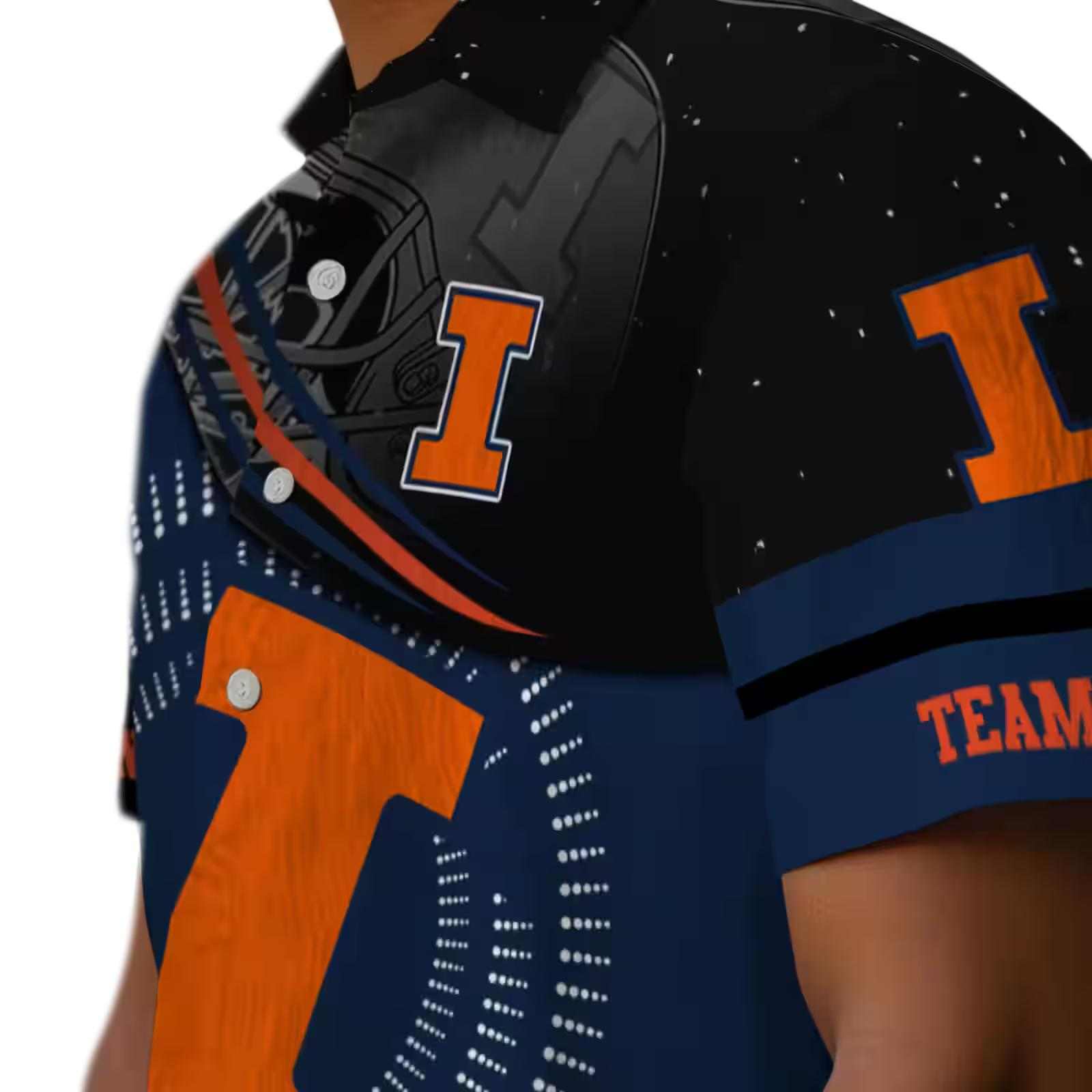 illinois fighting illini football wave blue black hawaiian shirt trendy