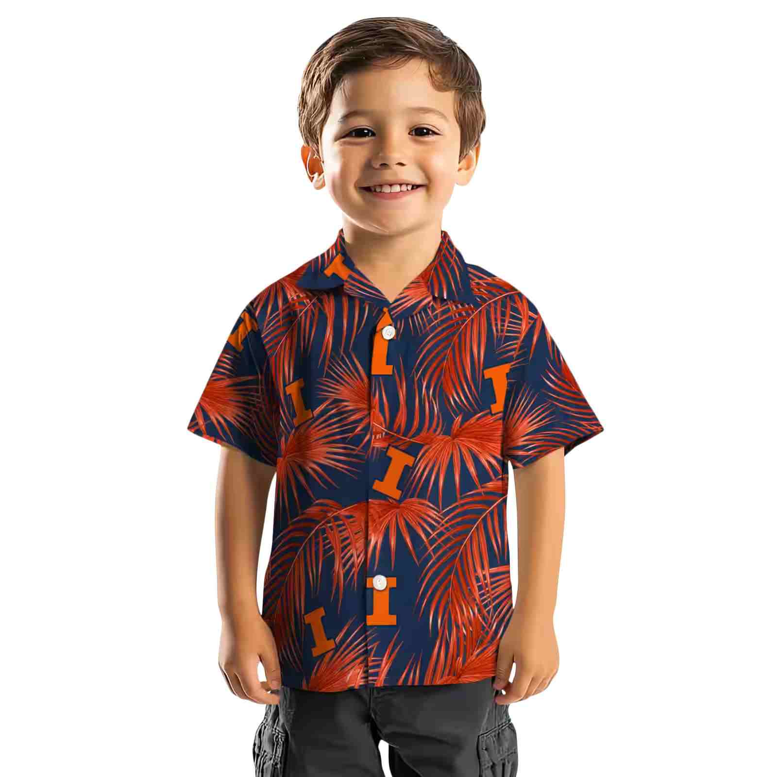 illinois fighting illini leafy palms blue hawaiian shirt top rated