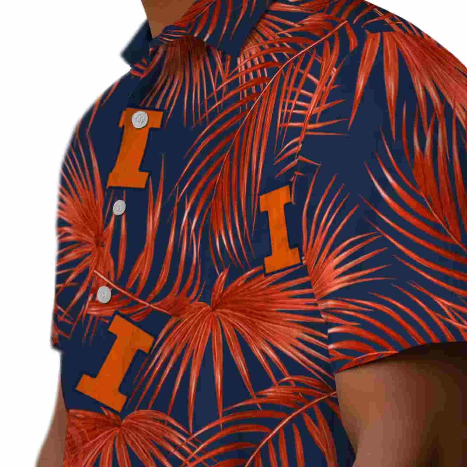 illinois fighting illini leafy palms blue hawaiian shirt trendy