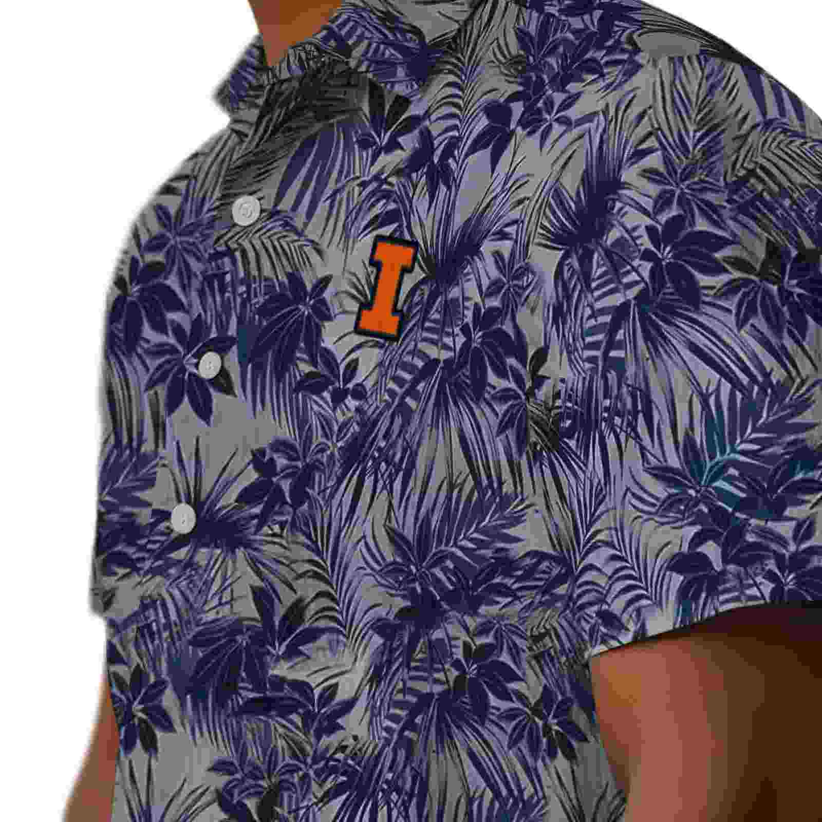 illinois fighting illini leafy pattern blue hawaiian shirt trendy