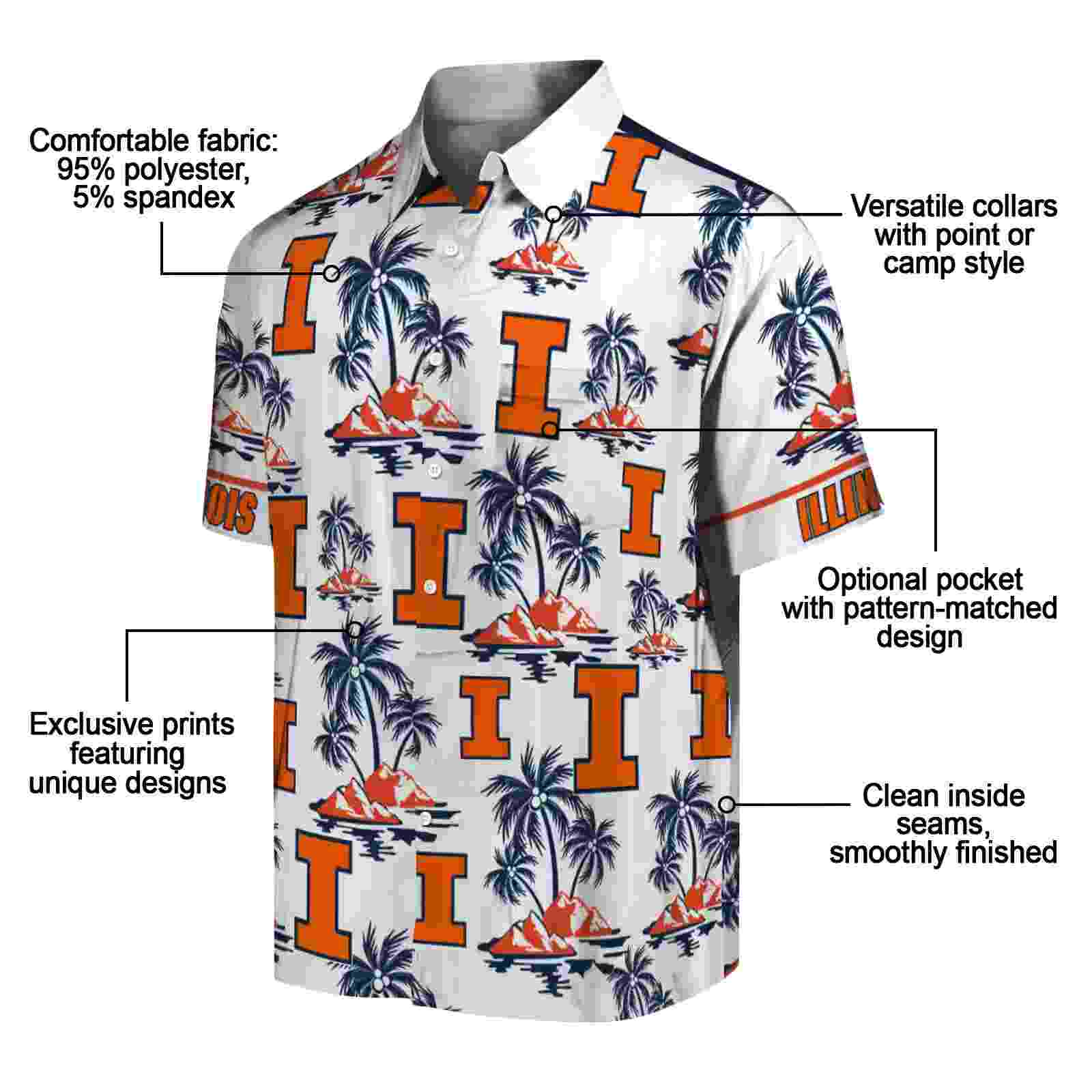 illinois fighting illini palm island print blue white hawaiian shirt new arrival