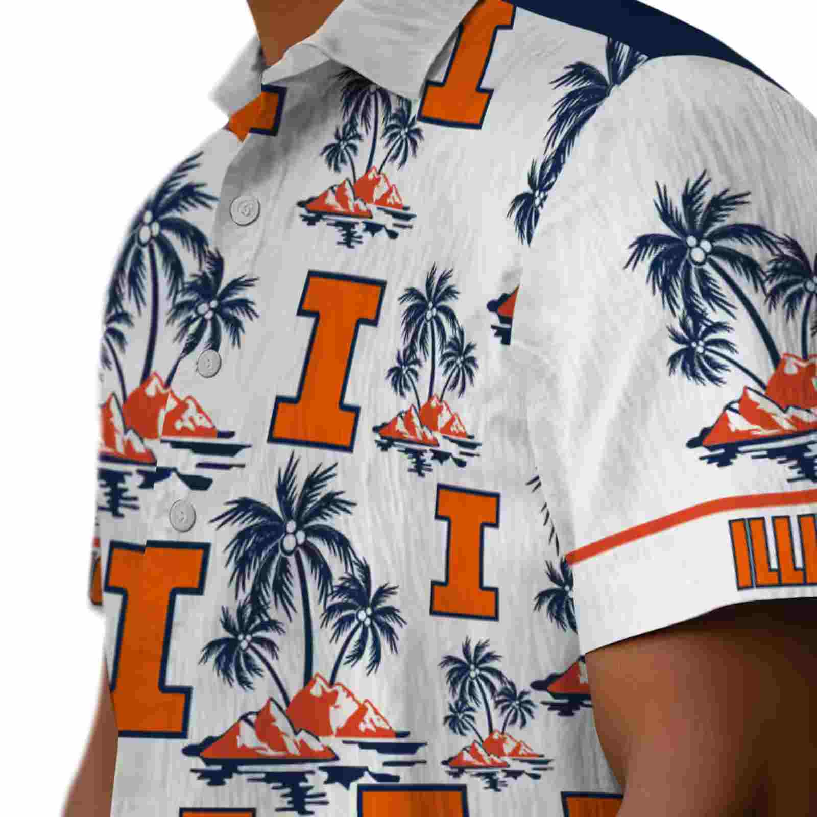 illinois fighting illini palm island print blue white hawaiian shirt trendy