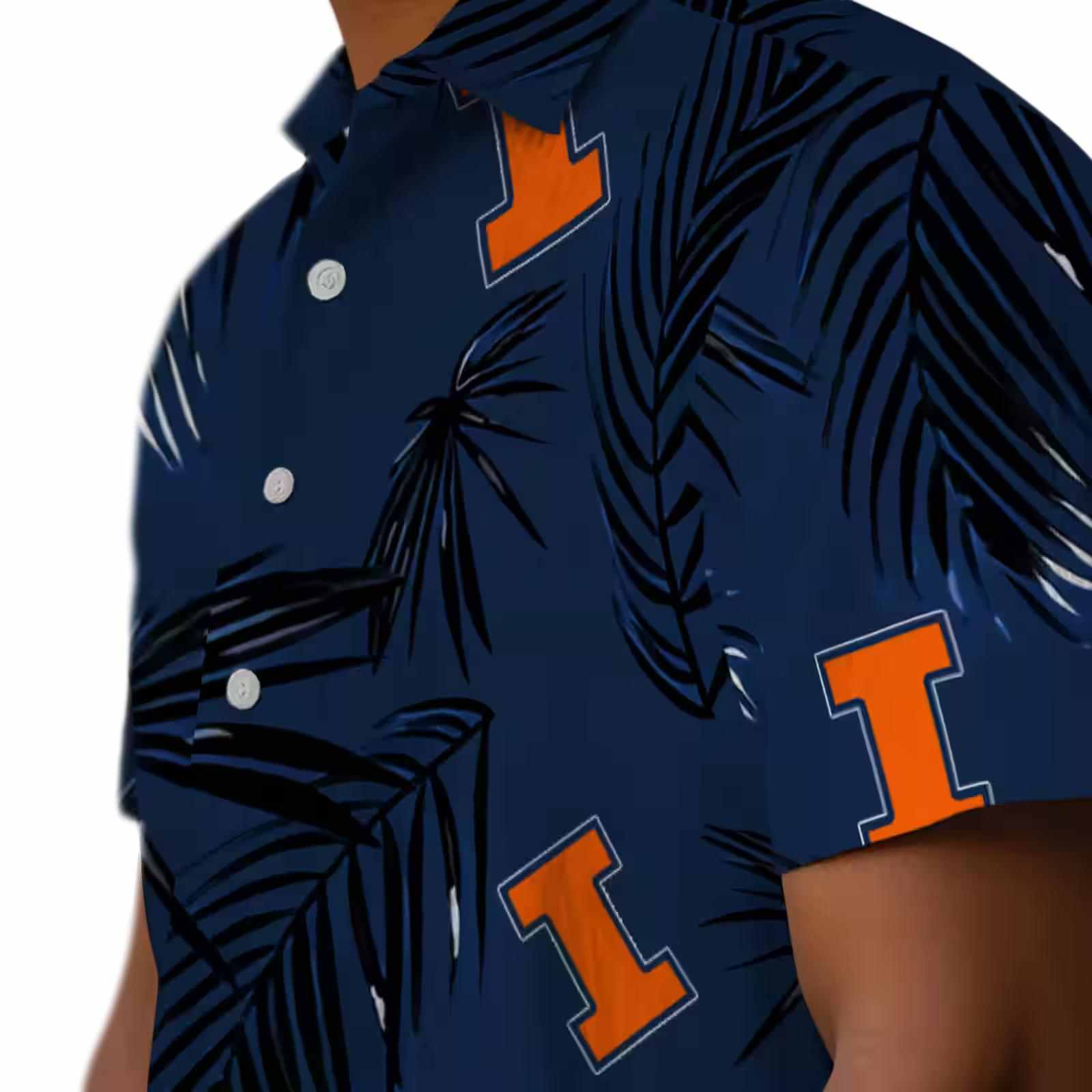 illinois fighting illini palm leaf blue hawaiian shirt trendy