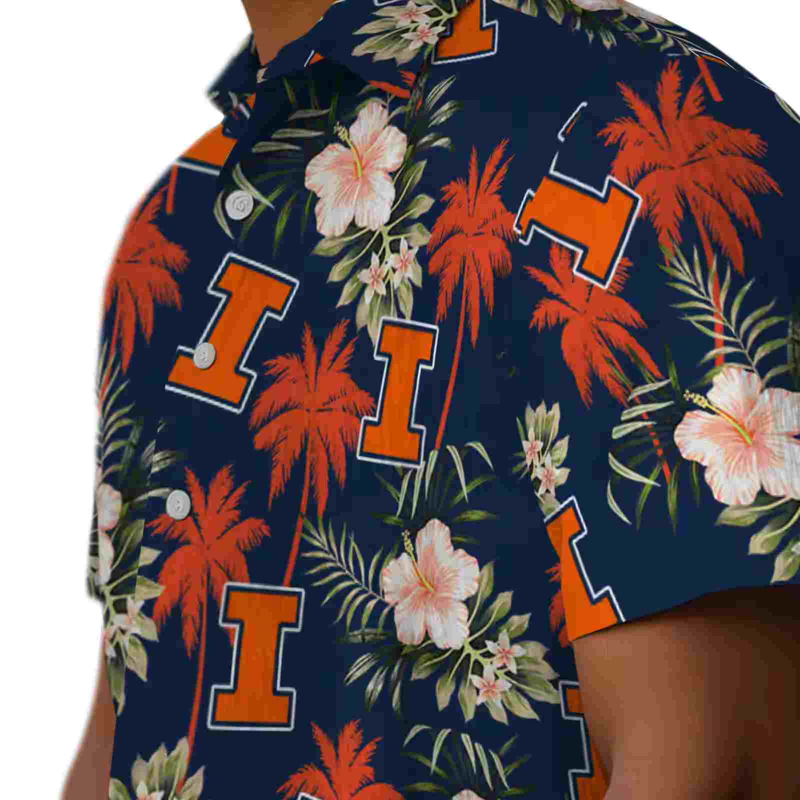 illinois fighting illini palm tree flower blue hawaiian shirt trendy