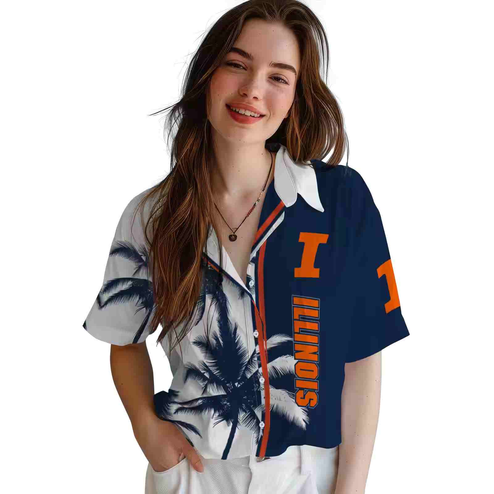 illinois fighting illini palm trees blue white hawaiian shirt latest model