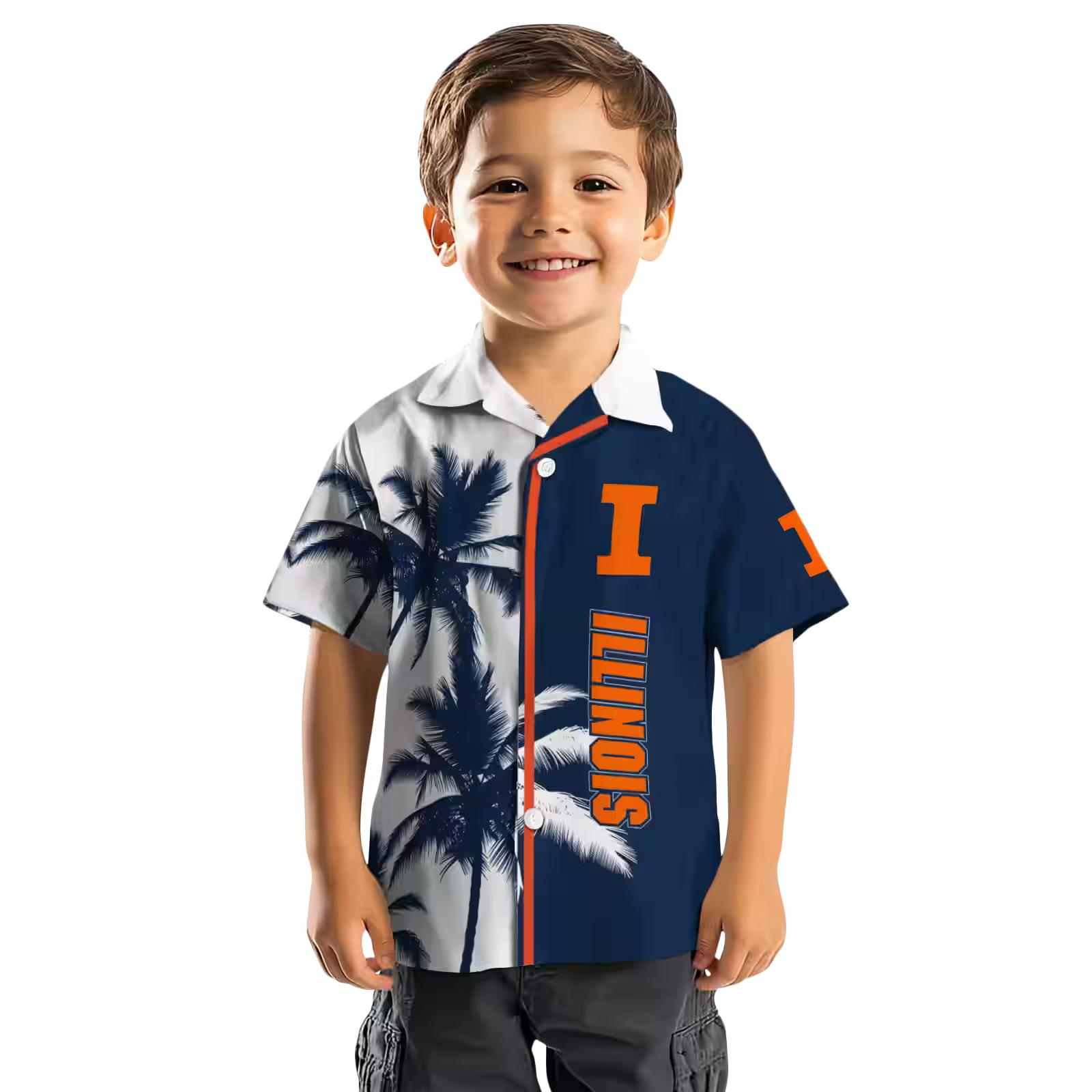 illinois fighting illini palm trees blue white hawaiian shirt top rated