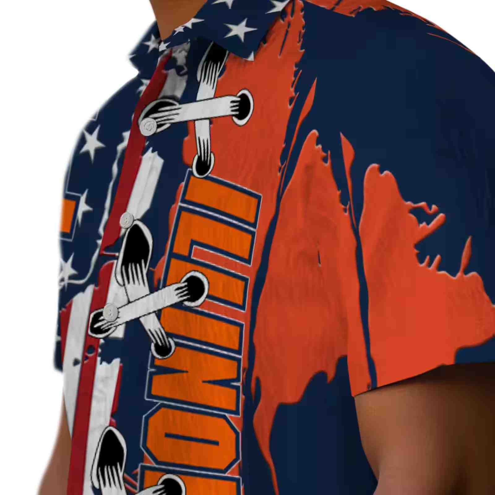 illinois fighting illini stitched flag blue hawaiian shirt trendy