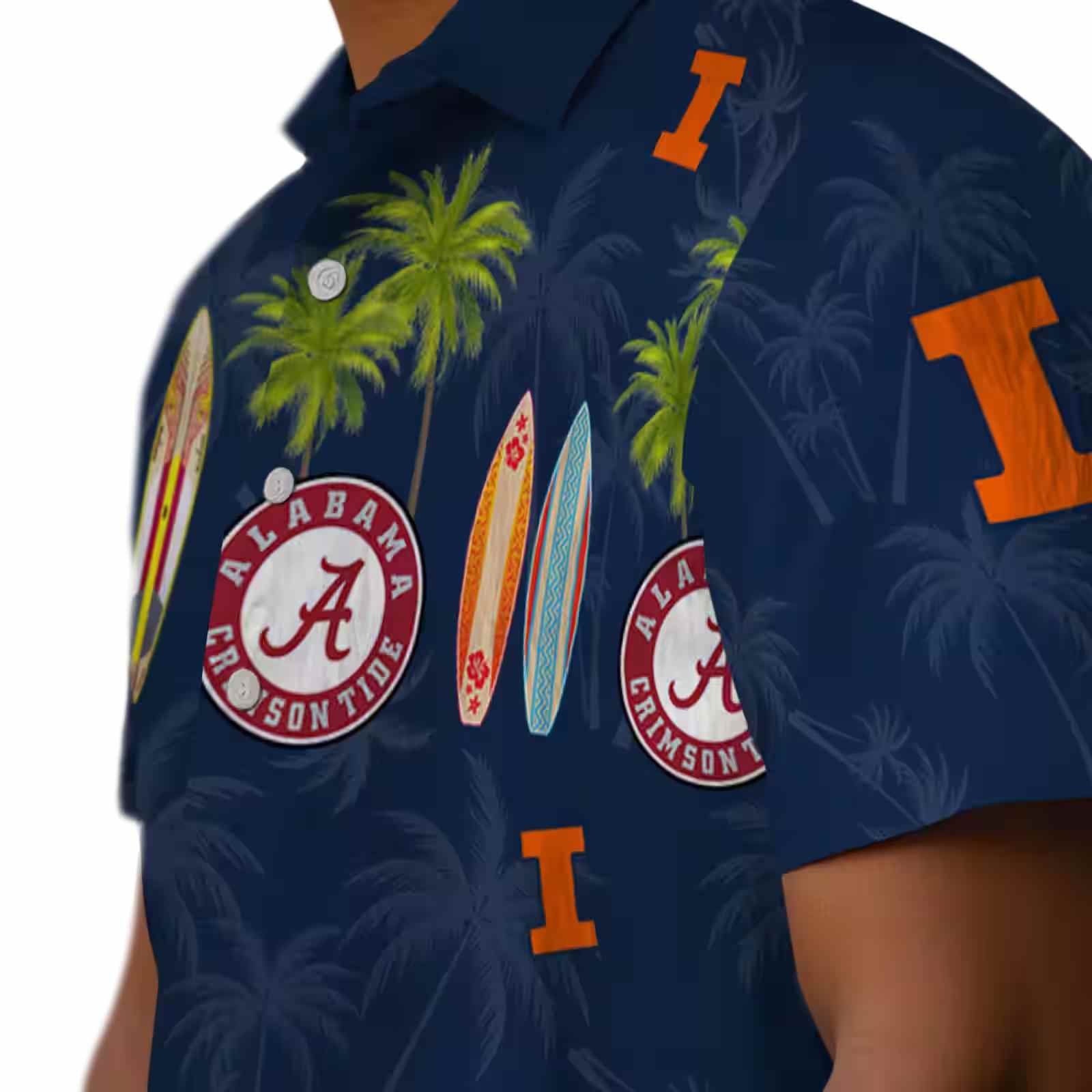 illinois fighting illini surfboard palm blue hawaiian shirt trendy