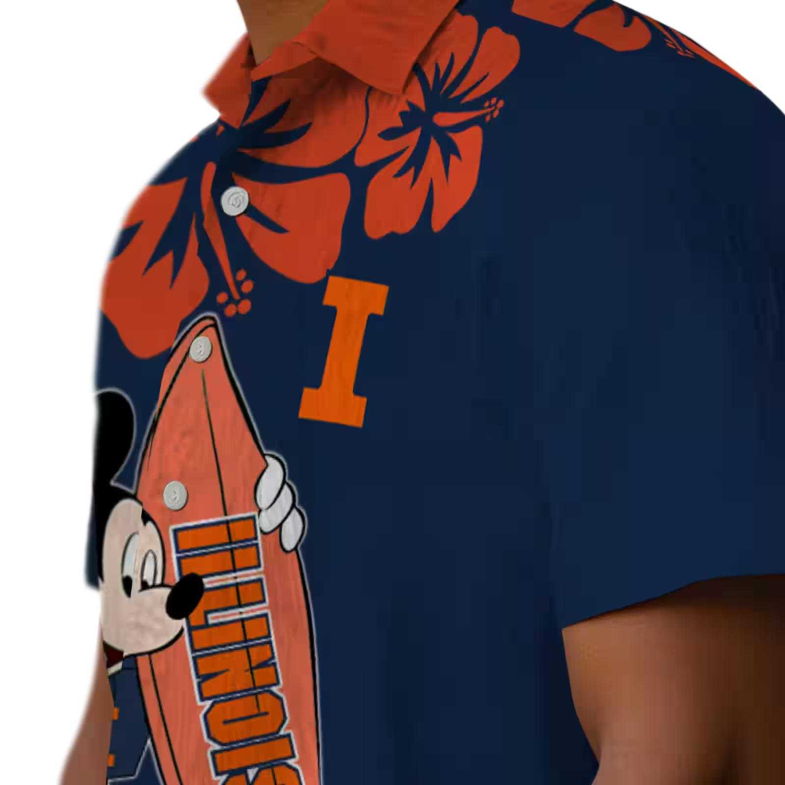 illinois fighting illini surfing mickey blue hawaiian shirt trendy