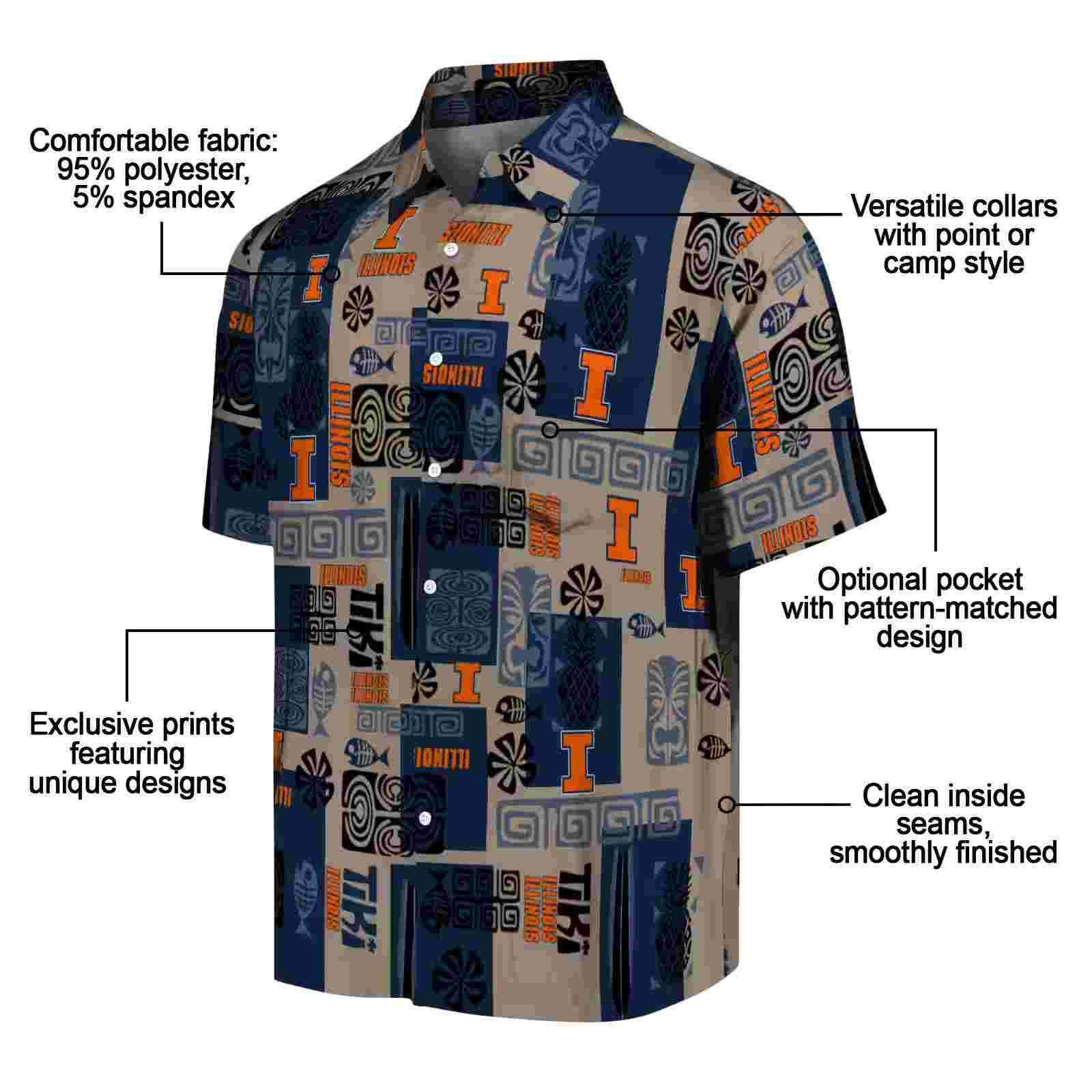 illinois fighting illini tribal symbols blue hawaiian shirt new arrival