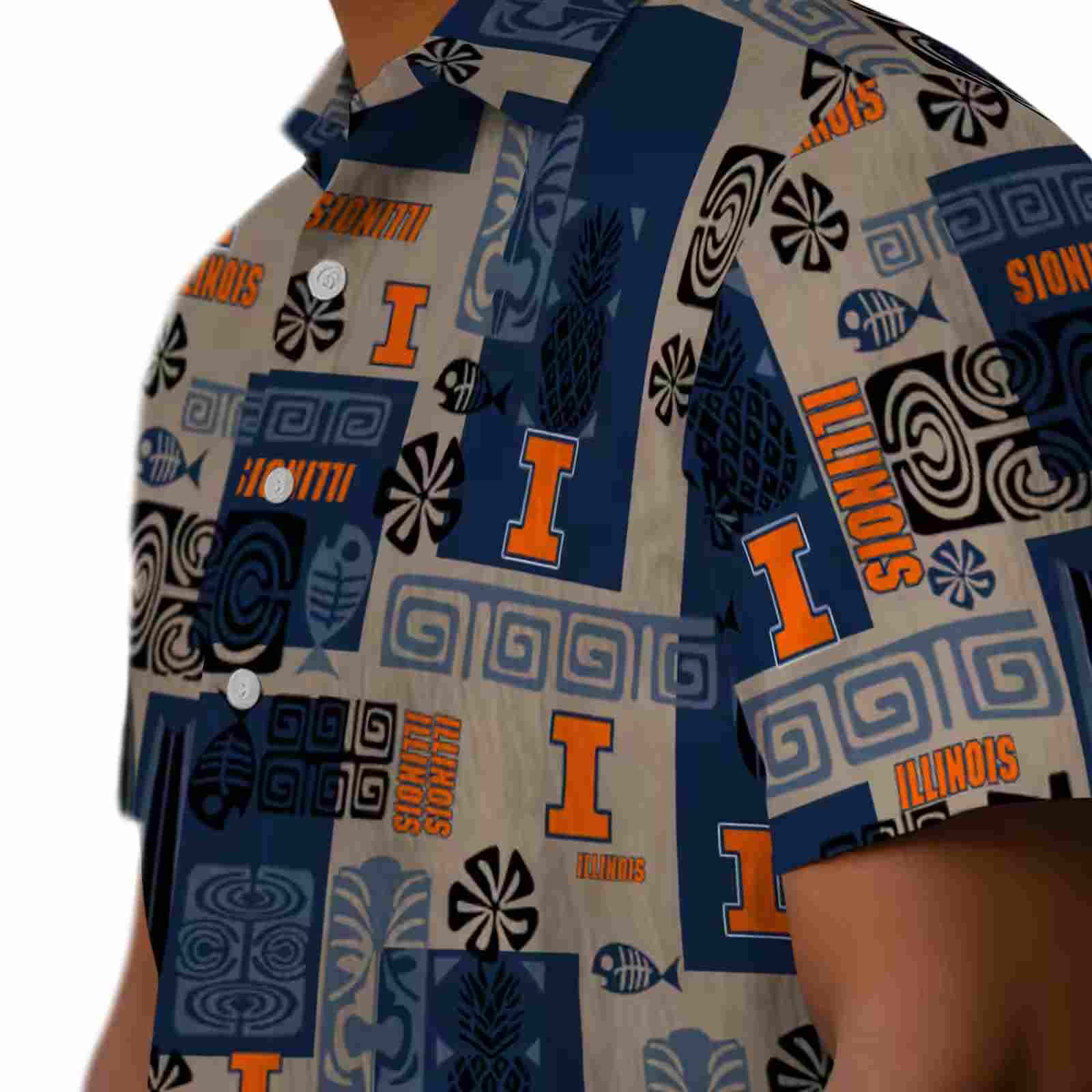 illinois fighting illini tribal symbols blue hawaiian shirt trendy