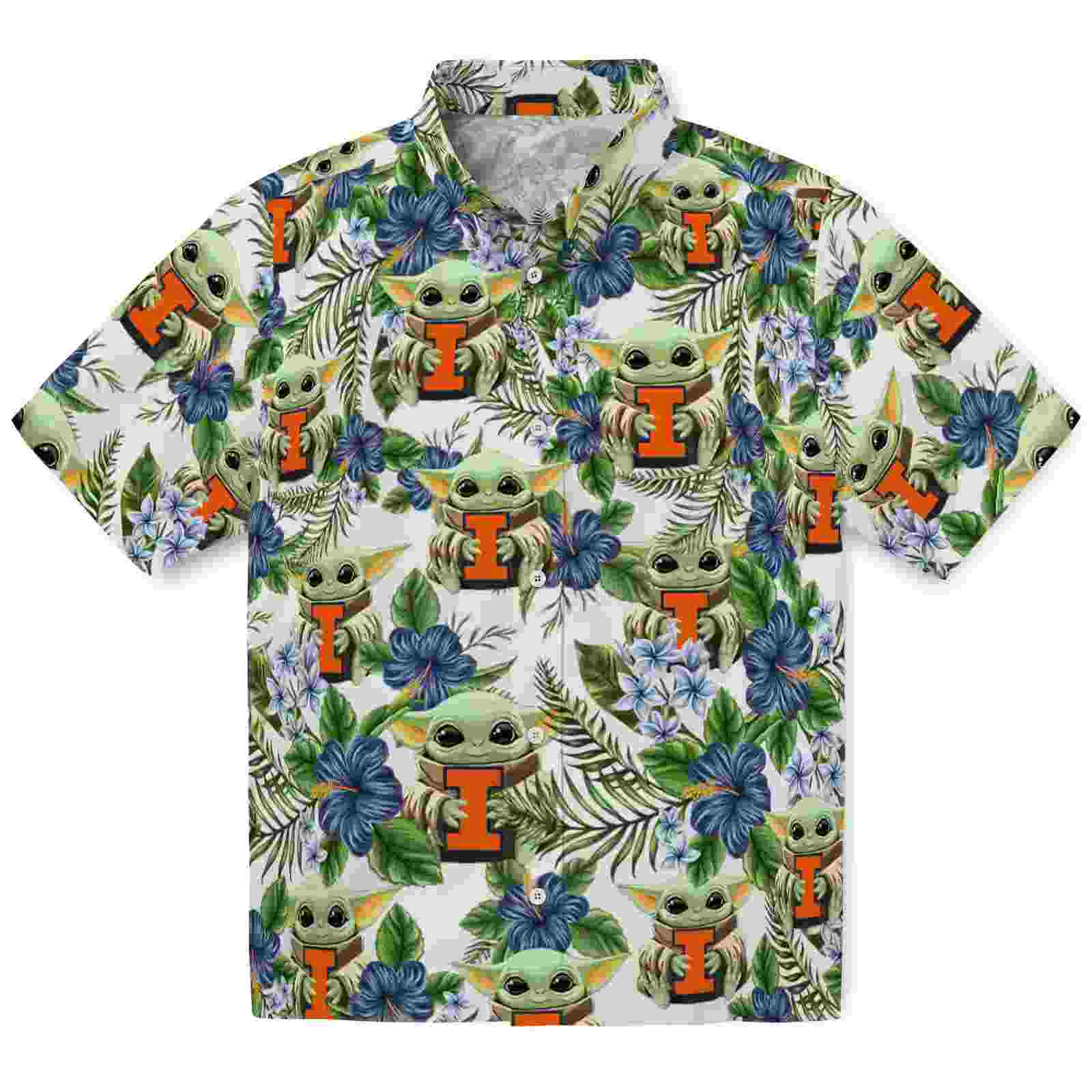 Illinois Fighting Illini Tropical Yoda Green Hawaiian Shirt