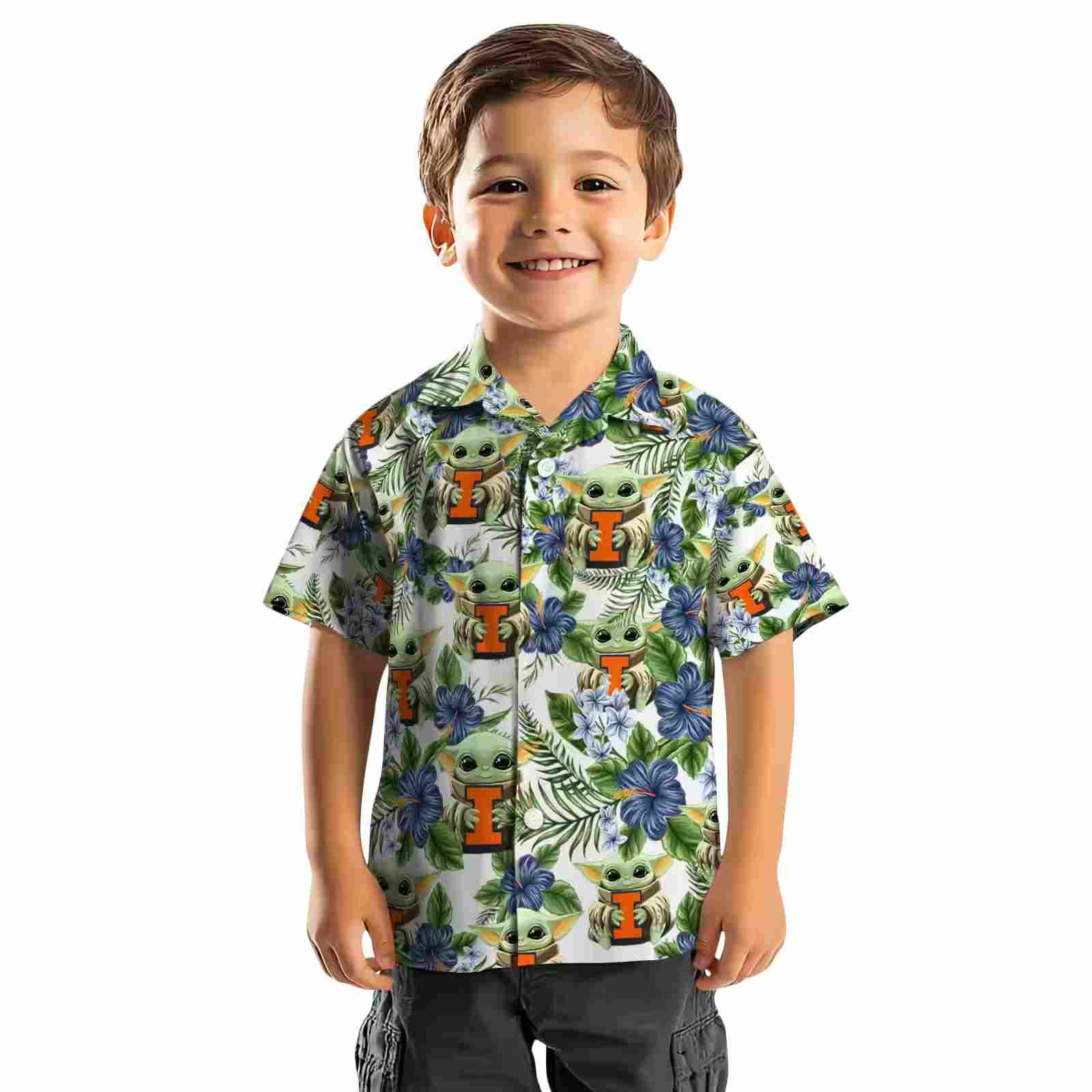 illinois fighting illini tropical yoda green hawaiian shirt top rated