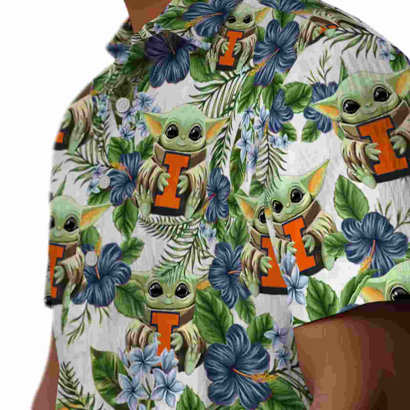 illinois fighting illini tropical yoda green hawaiian shirt trendy