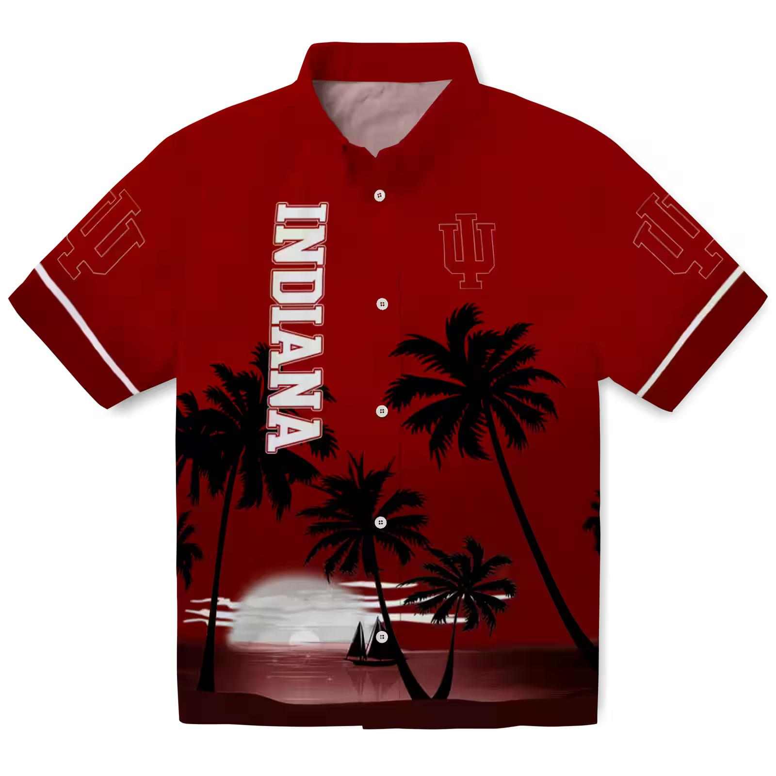 Indiana Hoosiers Beach Sunset Red Black Hawaiian Shirt