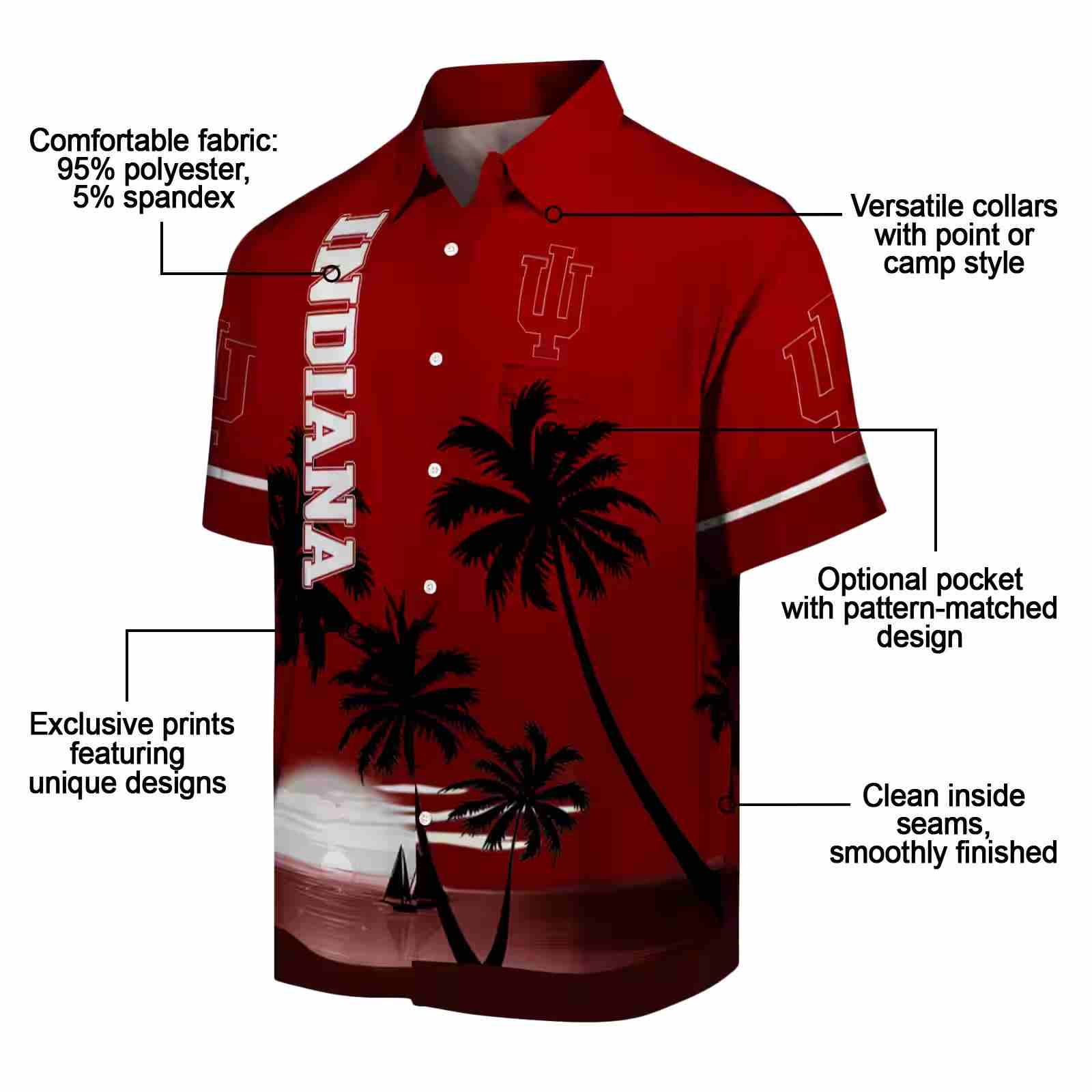 indiana hoosiers beach sunset red black hawaiian shirt new arrival