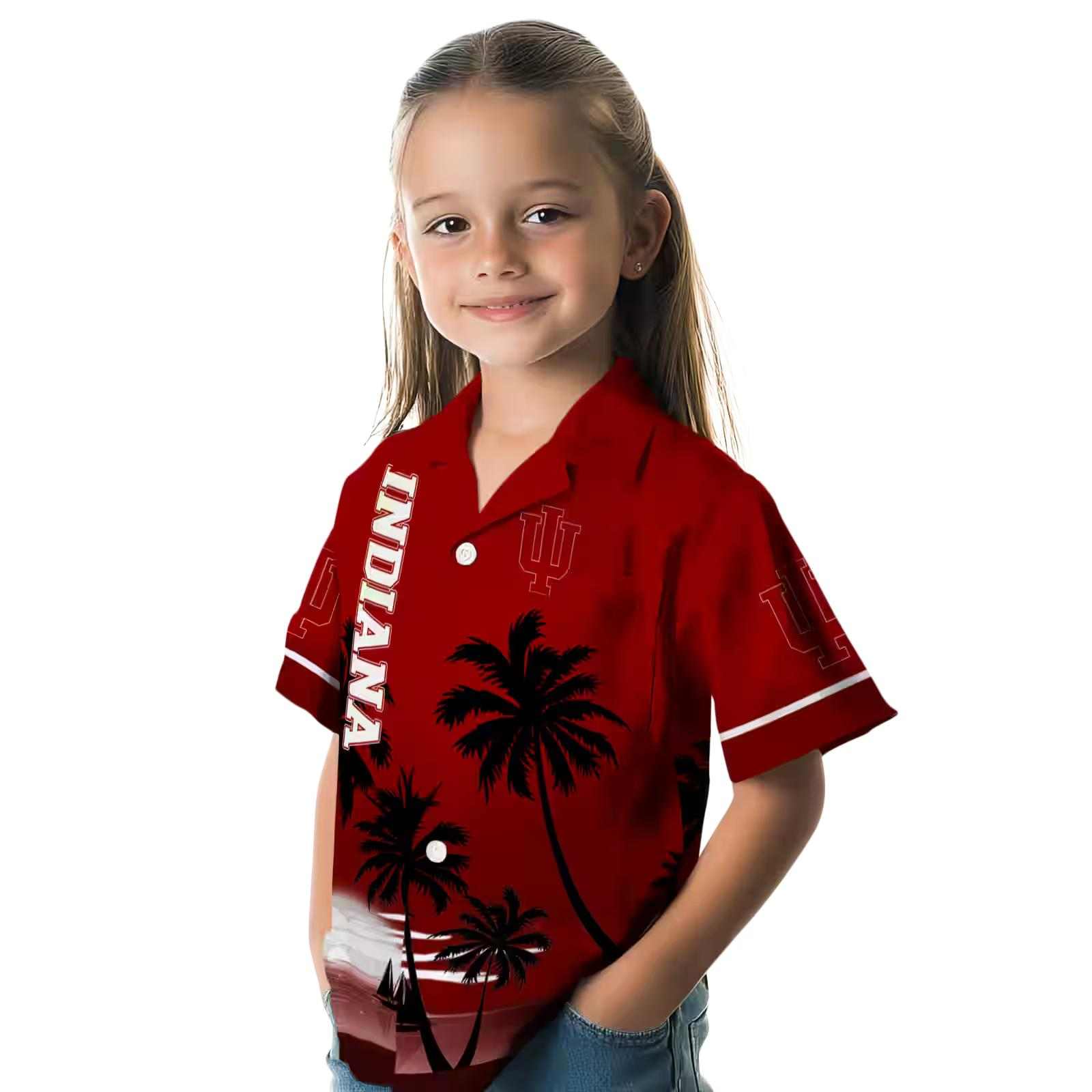 indiana hoosiers beach sunset red black hawaiian shirt premium grade