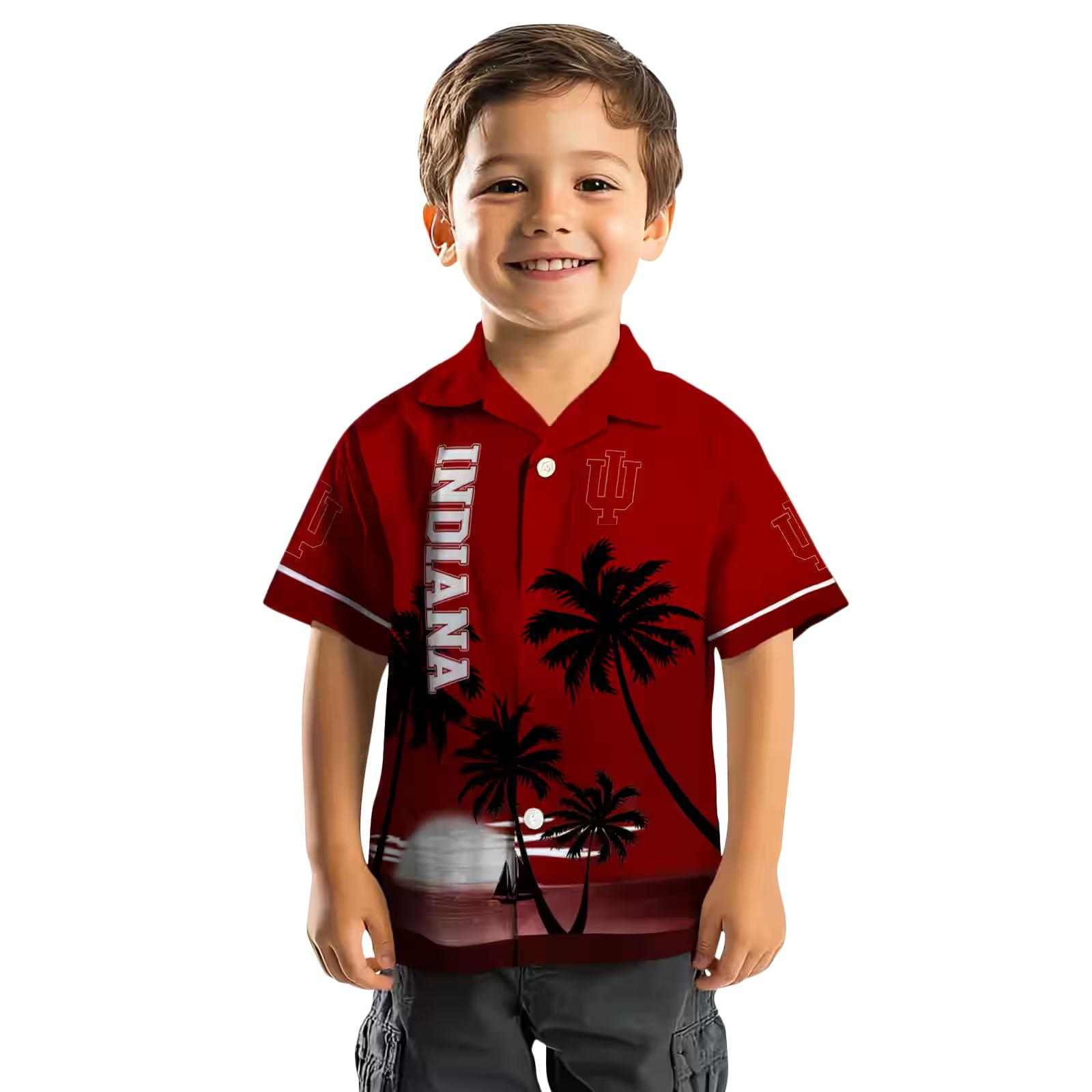 indiana hoosiers beach sunset red black hawaiian shirt top rated