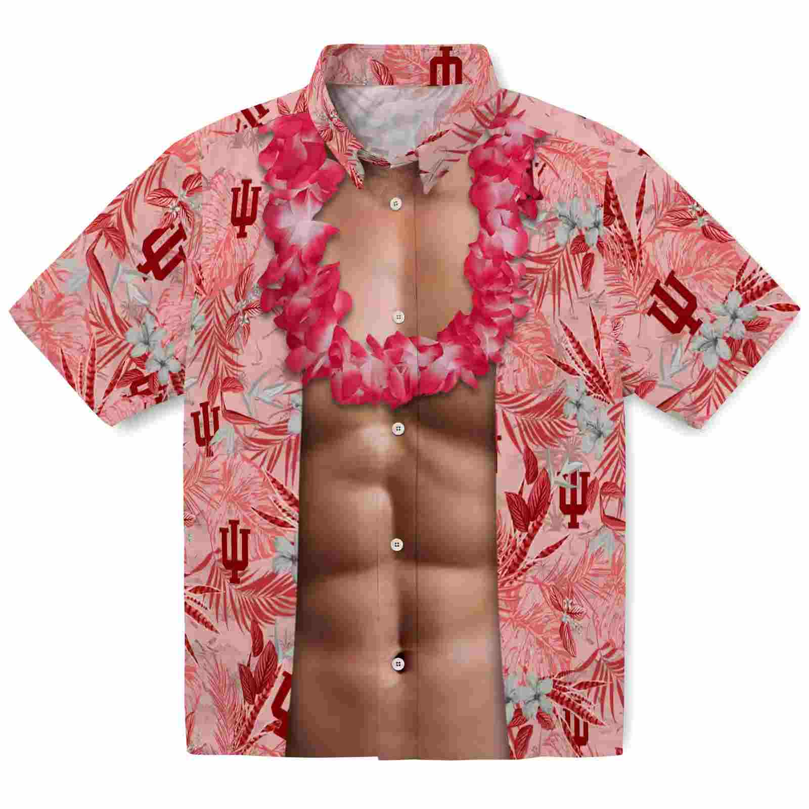 Indiana Hoosiers Chest Illusion Red Hawaiian Shirt