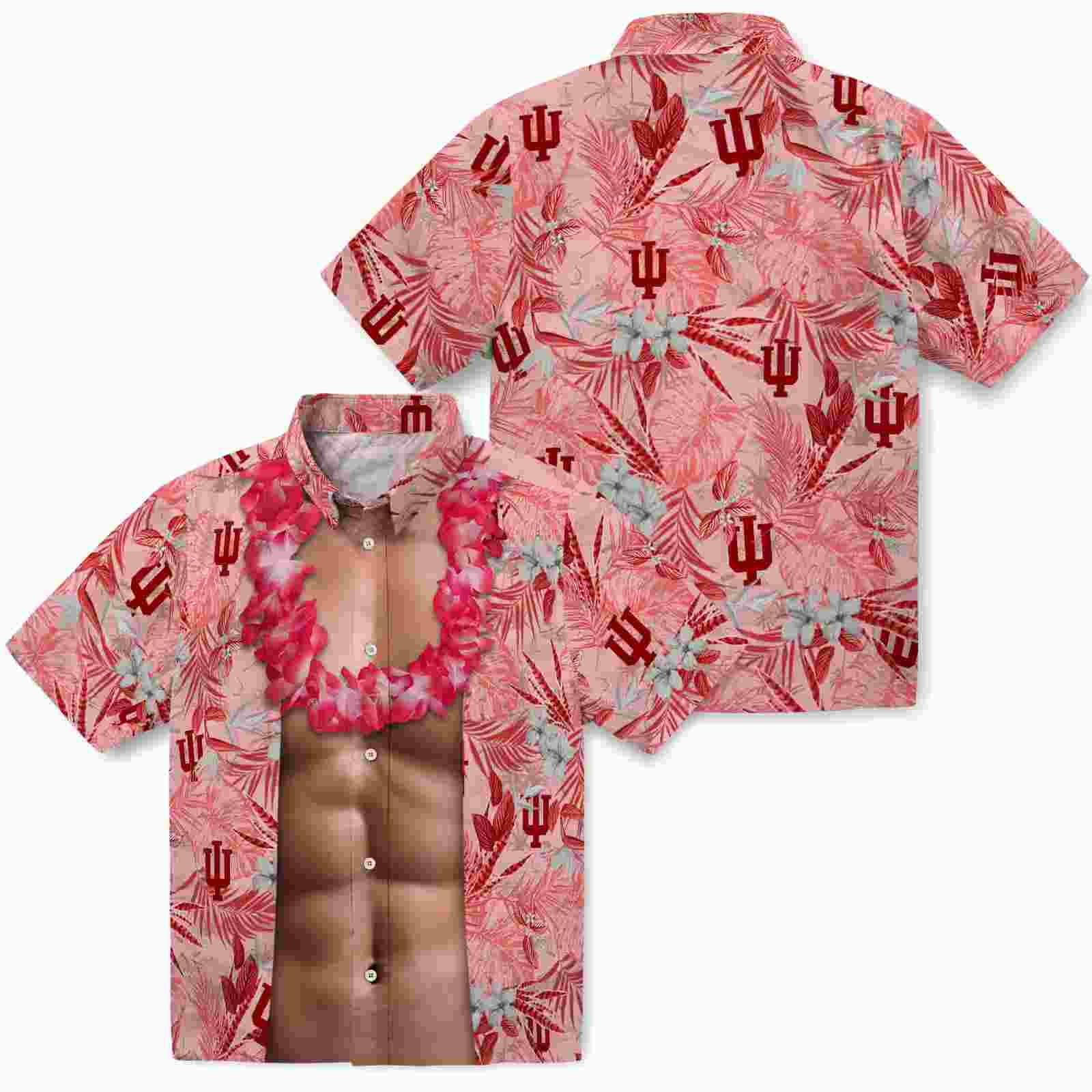 indiana hoosiers chest illusion red hawaiian shirt high quality