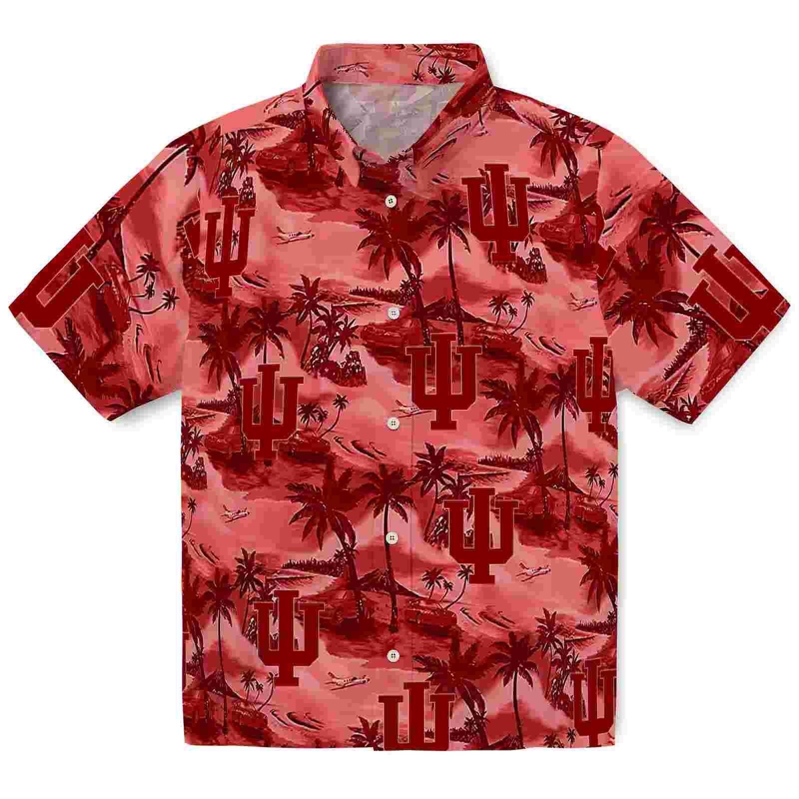 Indiana Hoosiers Coastal Palms Red Hawaiian Shirt