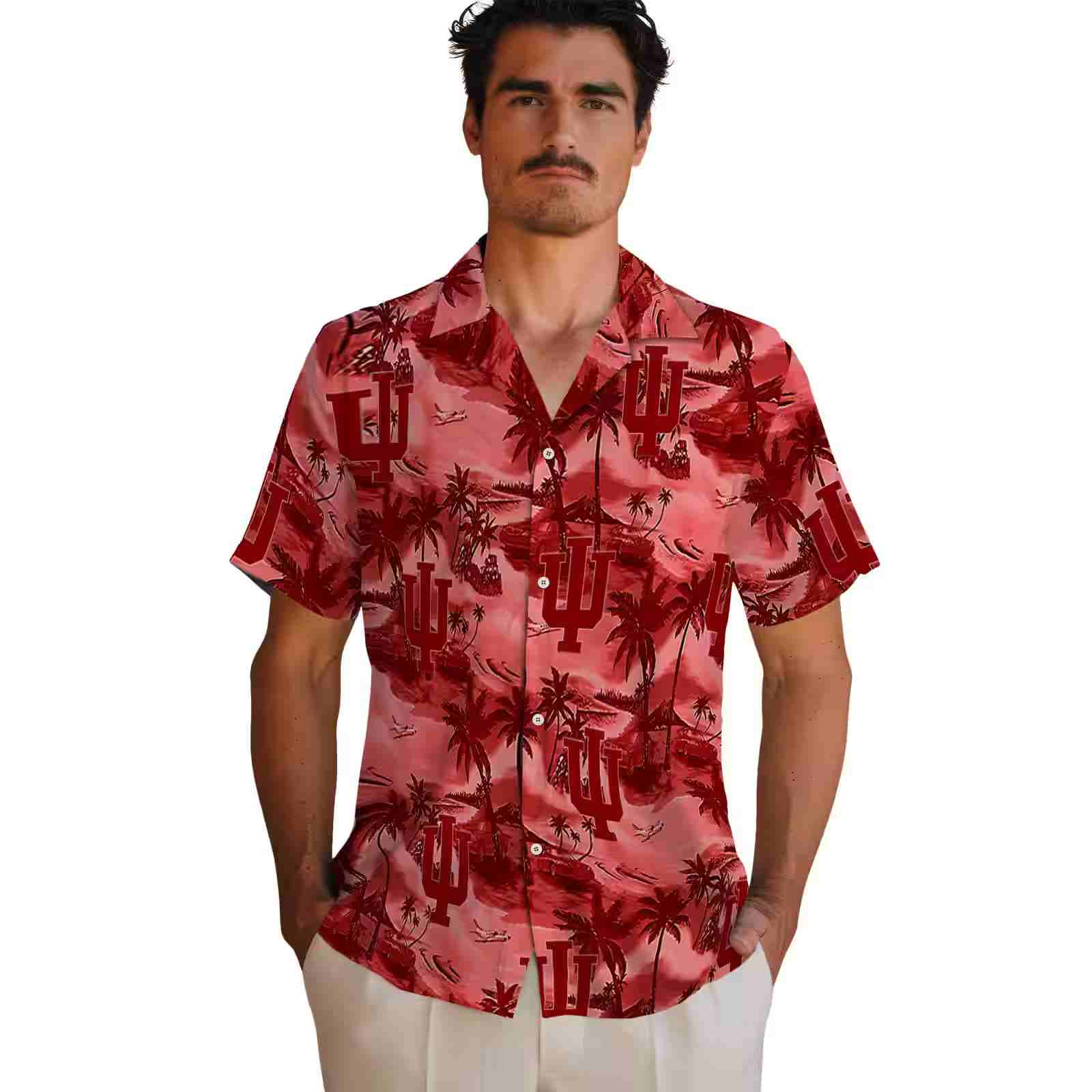 indiana hoosiers coastal palms red hawaiian shirt fashion forward