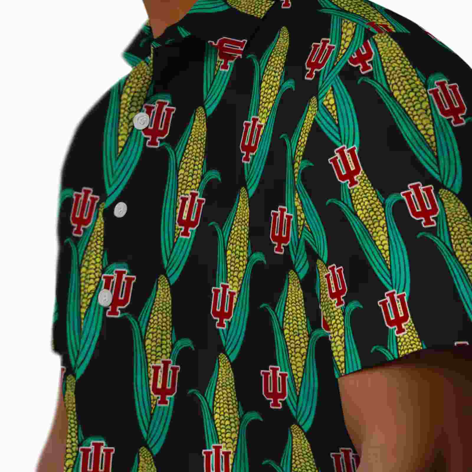 indiana hoosiers corn motifs black green hawaiian shirt trendy