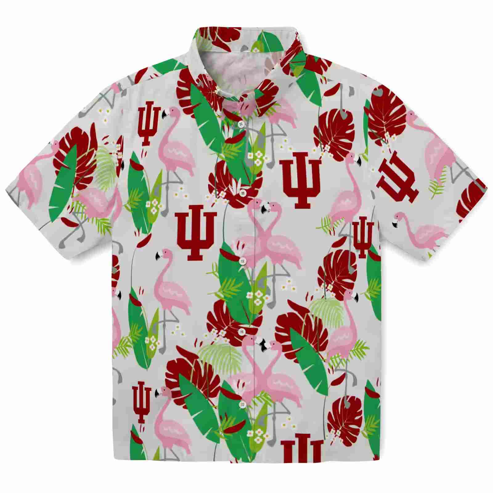 Indiana Hoosiers Flamingo Foliage Red Green Hawaiian Shirt