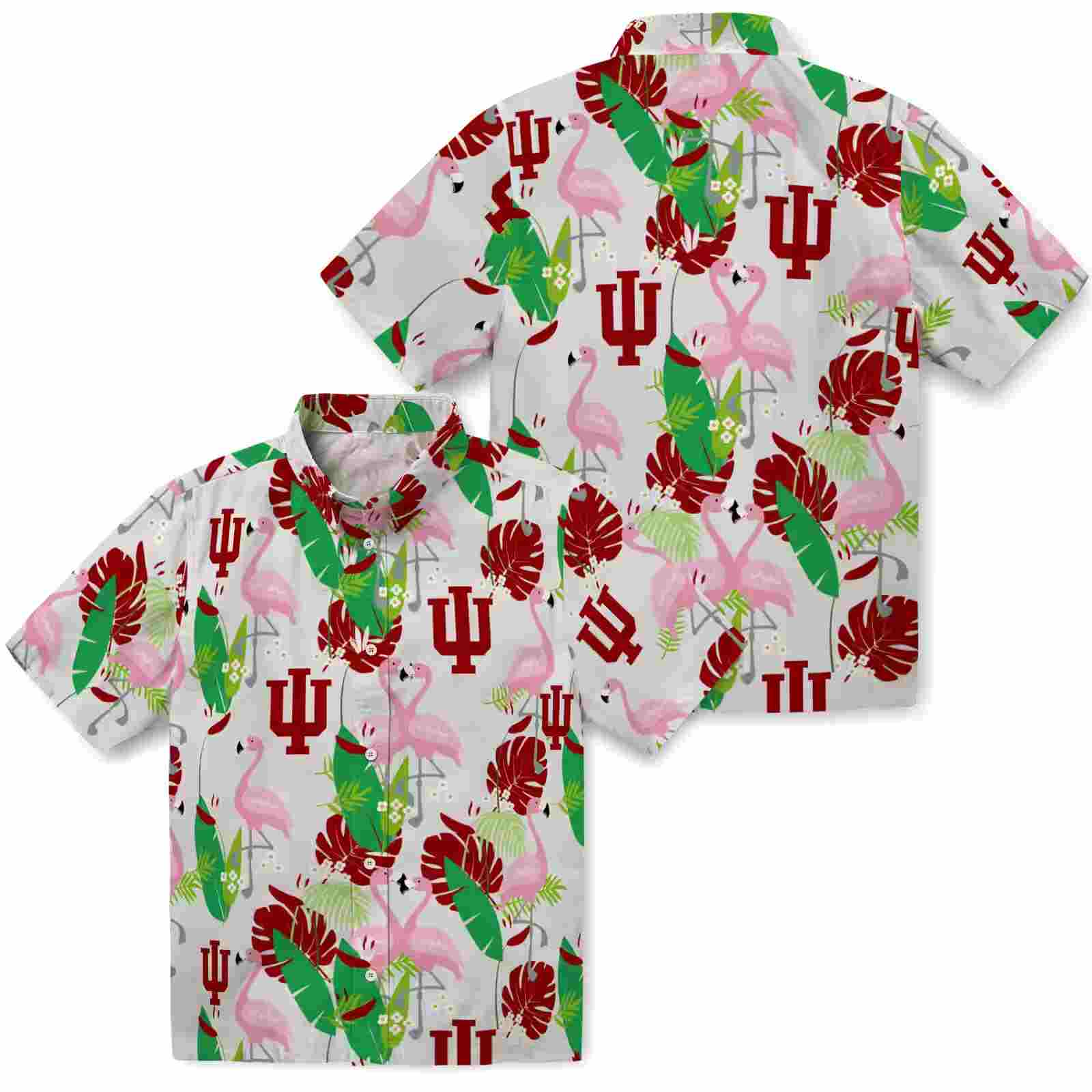 indiana hoosiers flamingo foliage red green hawaiian shirt high quality