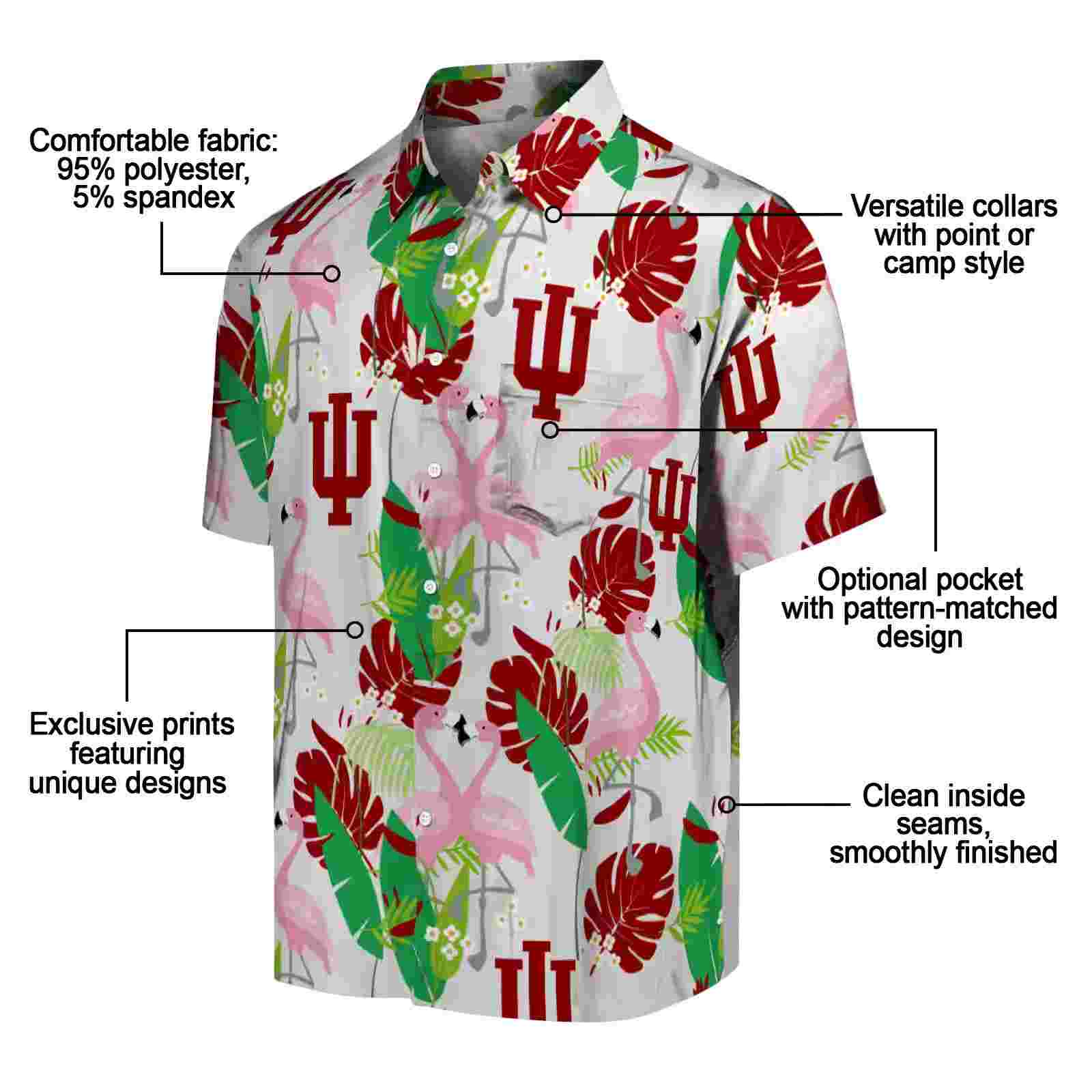 indiana hoosiers flamingo foliage red green hawaiian shirt new arrival