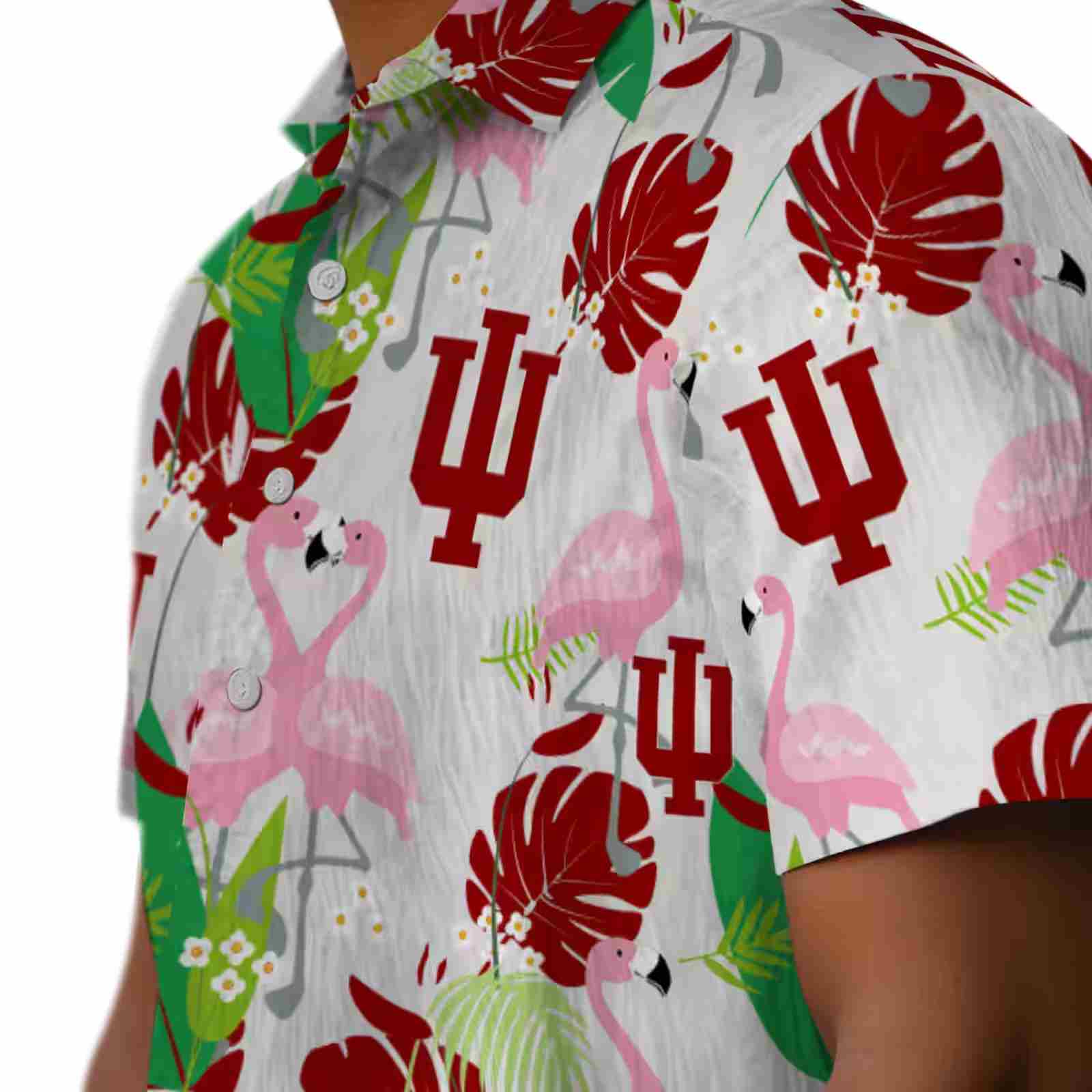 indiana hoosiers flamingo foliage red green hawaiian shirt trendy