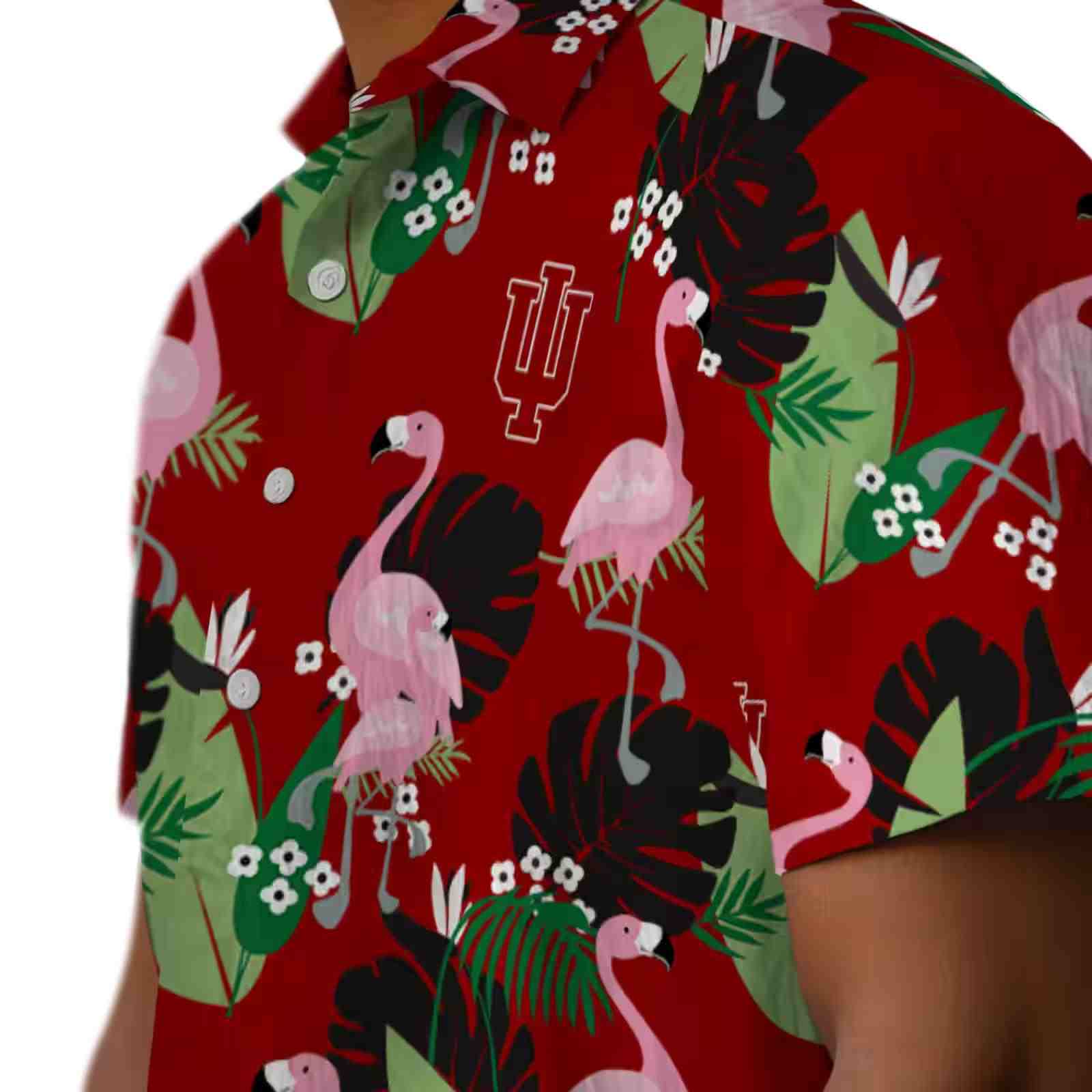 indiana hoosiers flamingo leaf motif red hawaiian shirt trendy