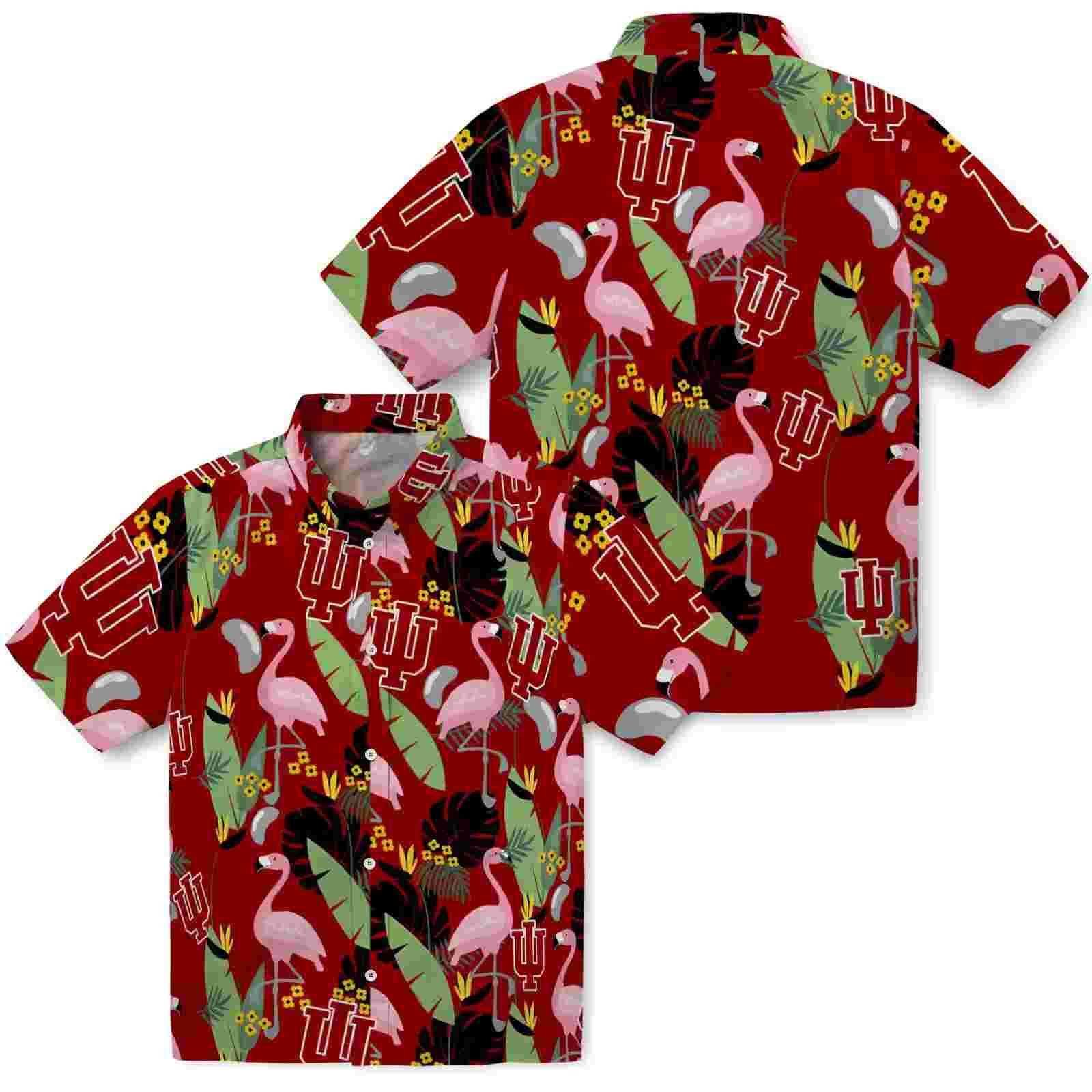 indiana hoosiers flamingo leaves red hawaiian shirt high quality