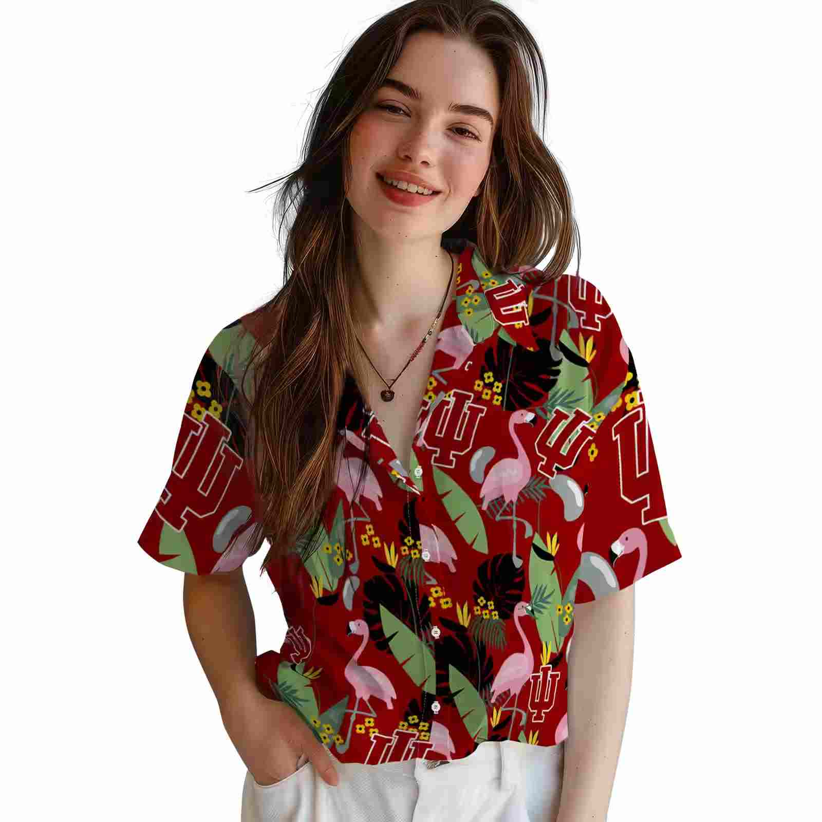 indiana hoosiers flamingo leaves red hawaiian shirt latest model