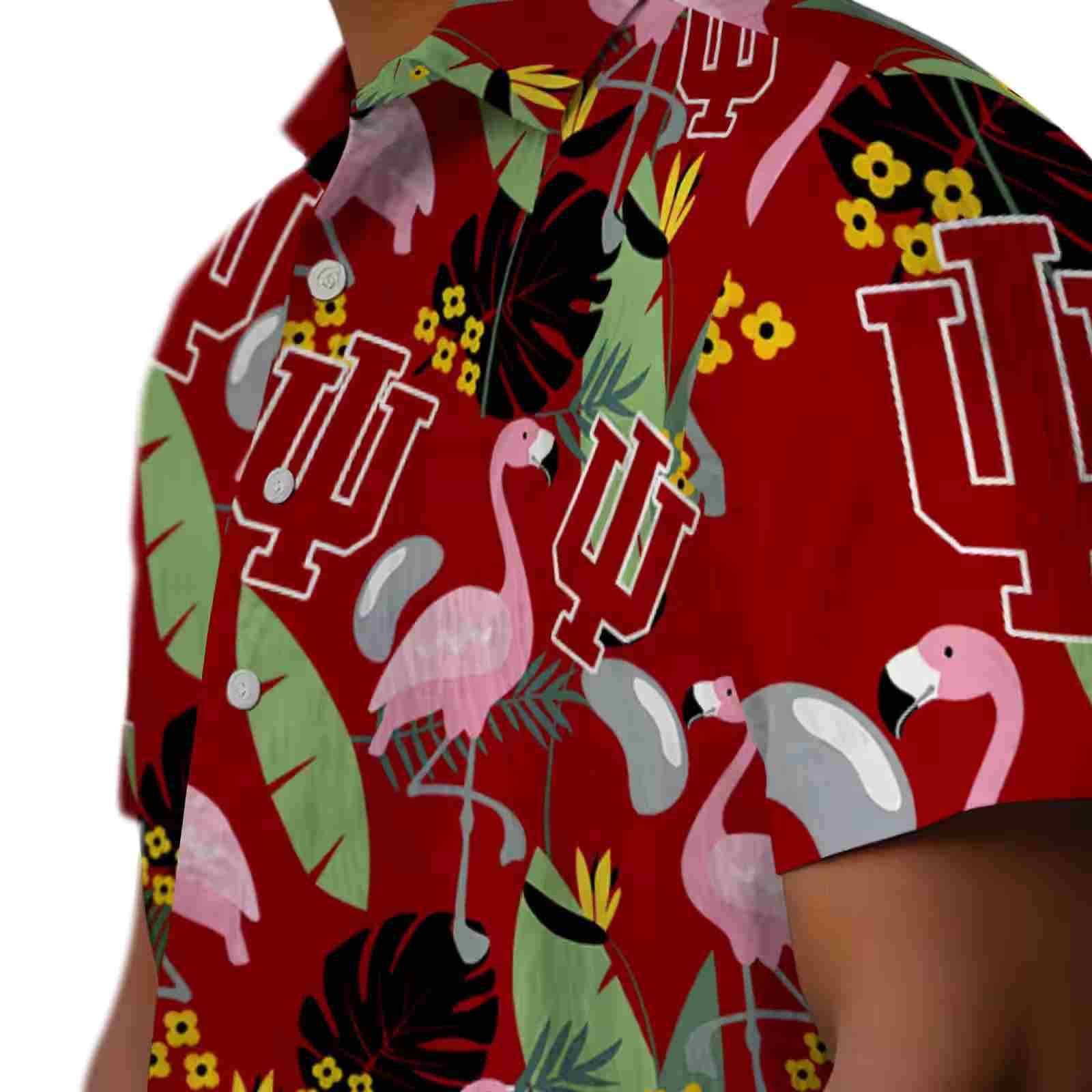 indiana hoosiers flamingo leaves red hawaiian shirt trendy