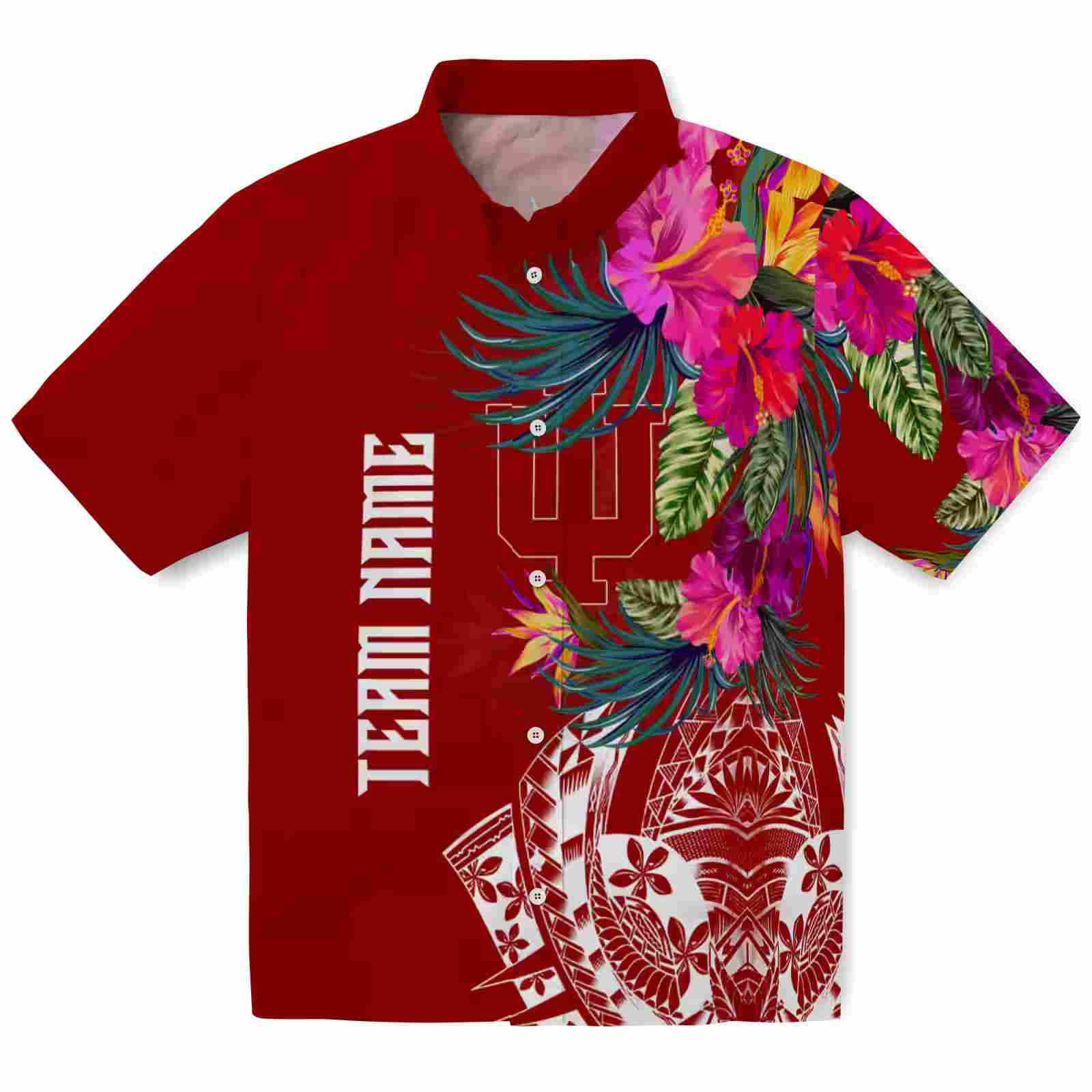 Indiana Hoosiers Floral Polynesian Red Hawaiian Shirt