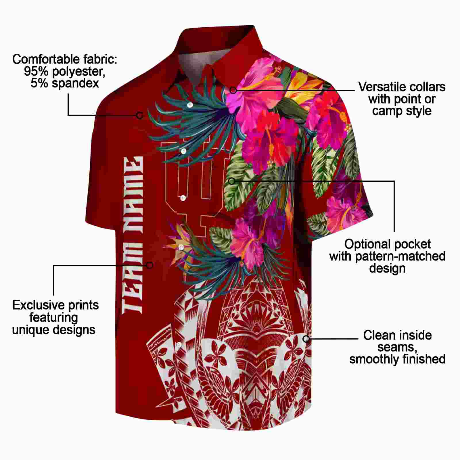 indiana hoosiers floral polynesian red hawaiian shirt new arrival