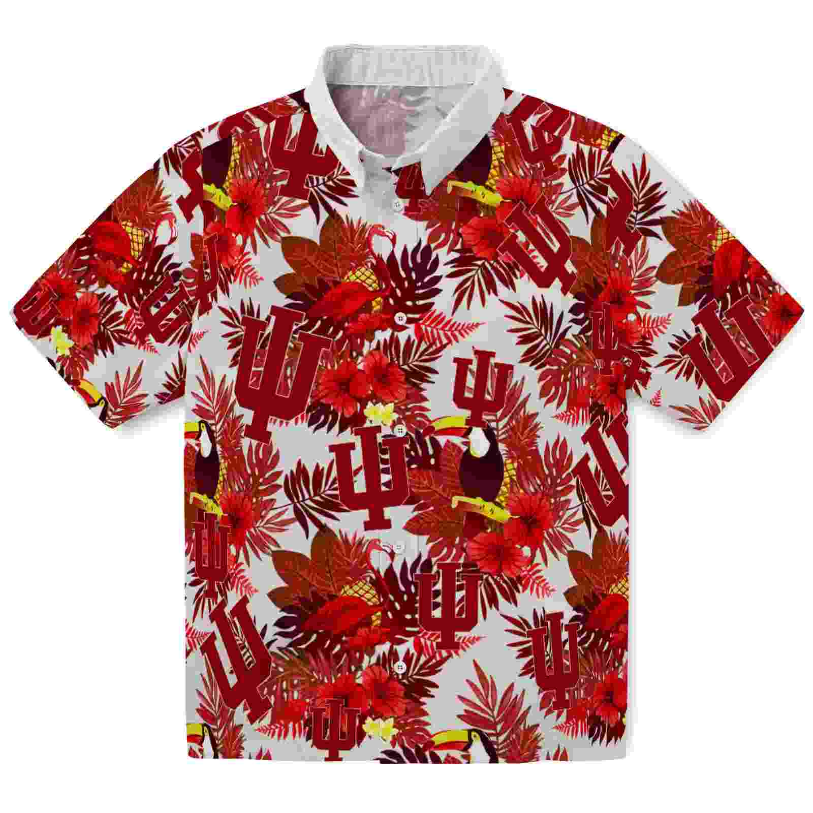 Indiana Hoosiers Floral Toucan Red Hawaiian Shirt