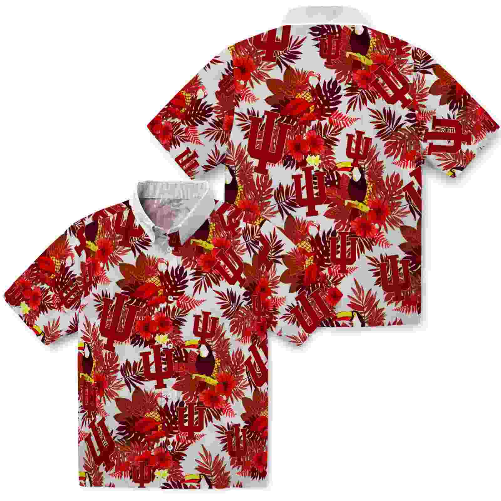 indiana hoosiers floral toucan red hawaiian shirt high quality