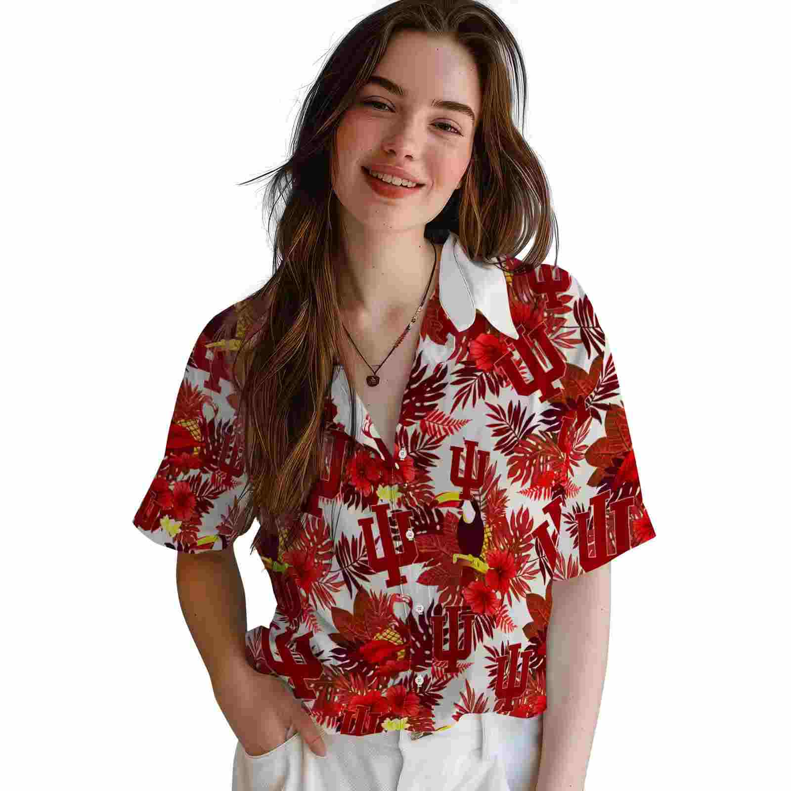 indiana hoosiers floral toucan red hawaiian shirt latest model