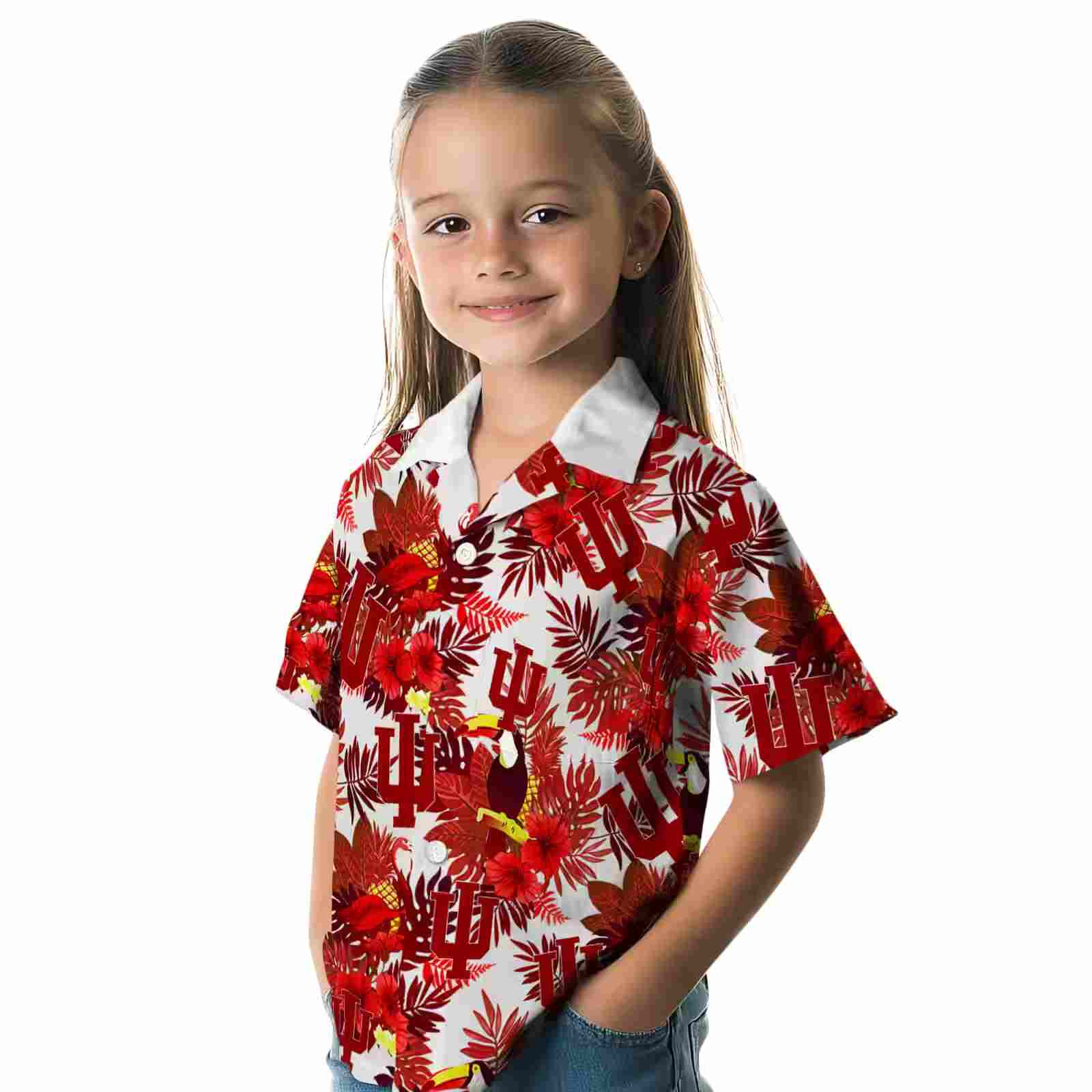 indiana hoosiers floral toucan red hawaiian shirt premium grade