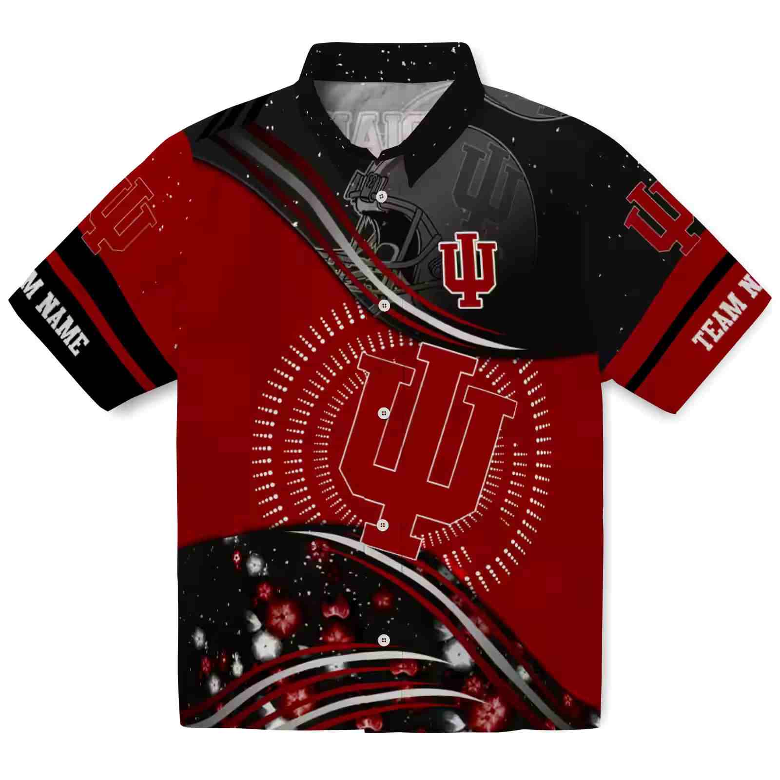 Indiana Hoosiers Football Wave Red Black Hawaiian Shirt