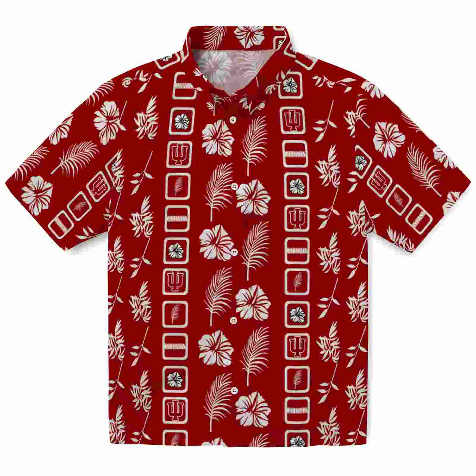 Indiana Hoosiers Framed Floral Red Hawaiian Shirt