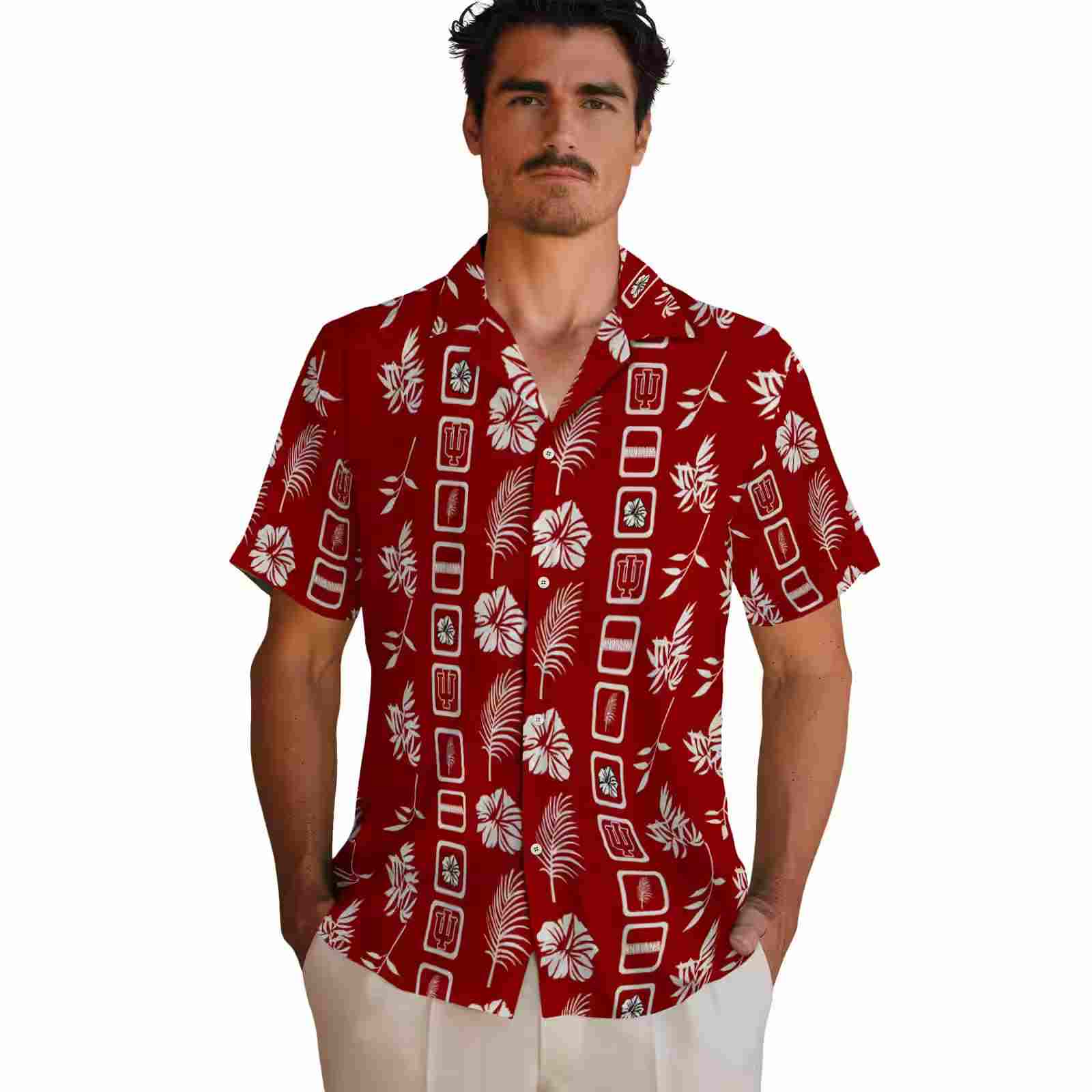 indiana hoosiers framed floral red hawaiian shirt fashion forward