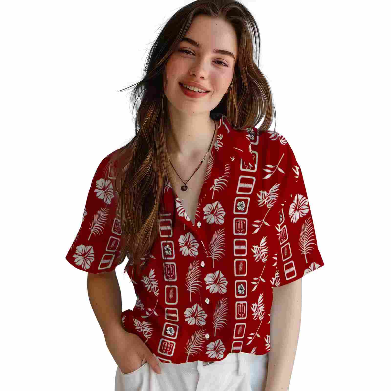 indiana hoosiers framed floral red hawaiian shirt latest model