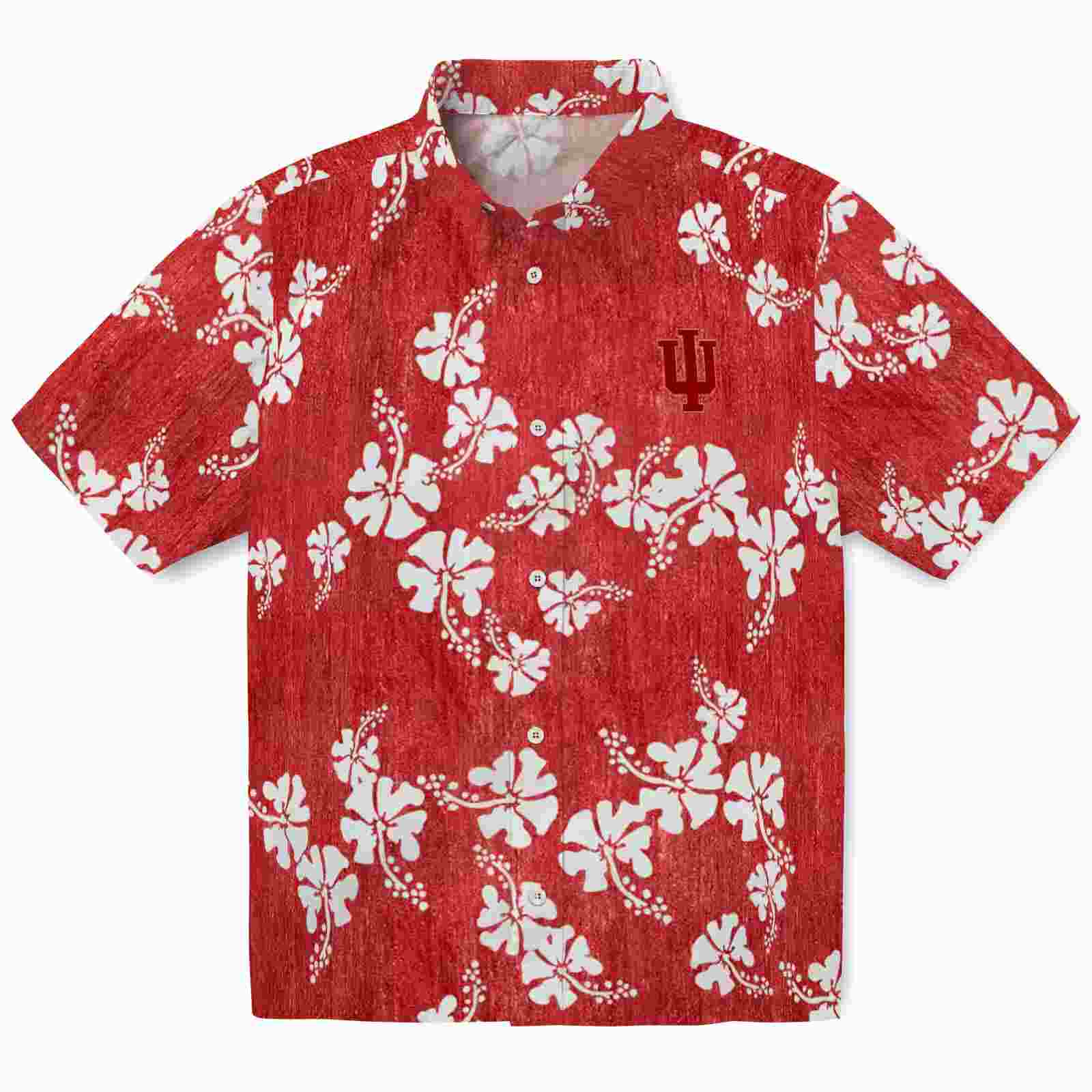 Indiana Hoosiers Hibiscus Clusters Red Hawaiian Shirt