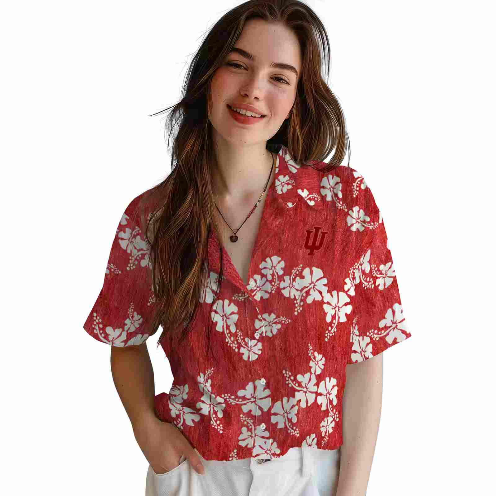 indiana hoosiers hibiscus clusters red hawaiian shirt latest model