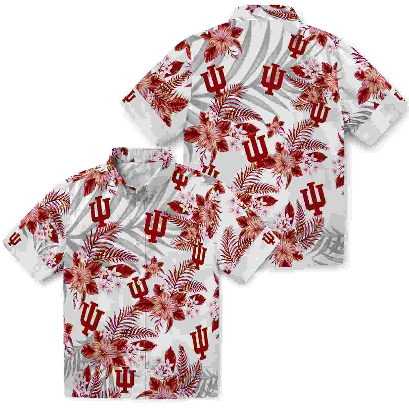 indiana hoosiers hibiscus palm leaves red white hawaiian shirt high quality