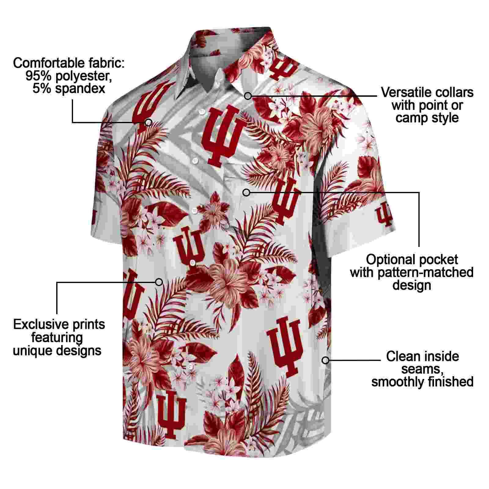 indiana hoosiers hibiscus palm leaves red white hawaiian shirt new arrival