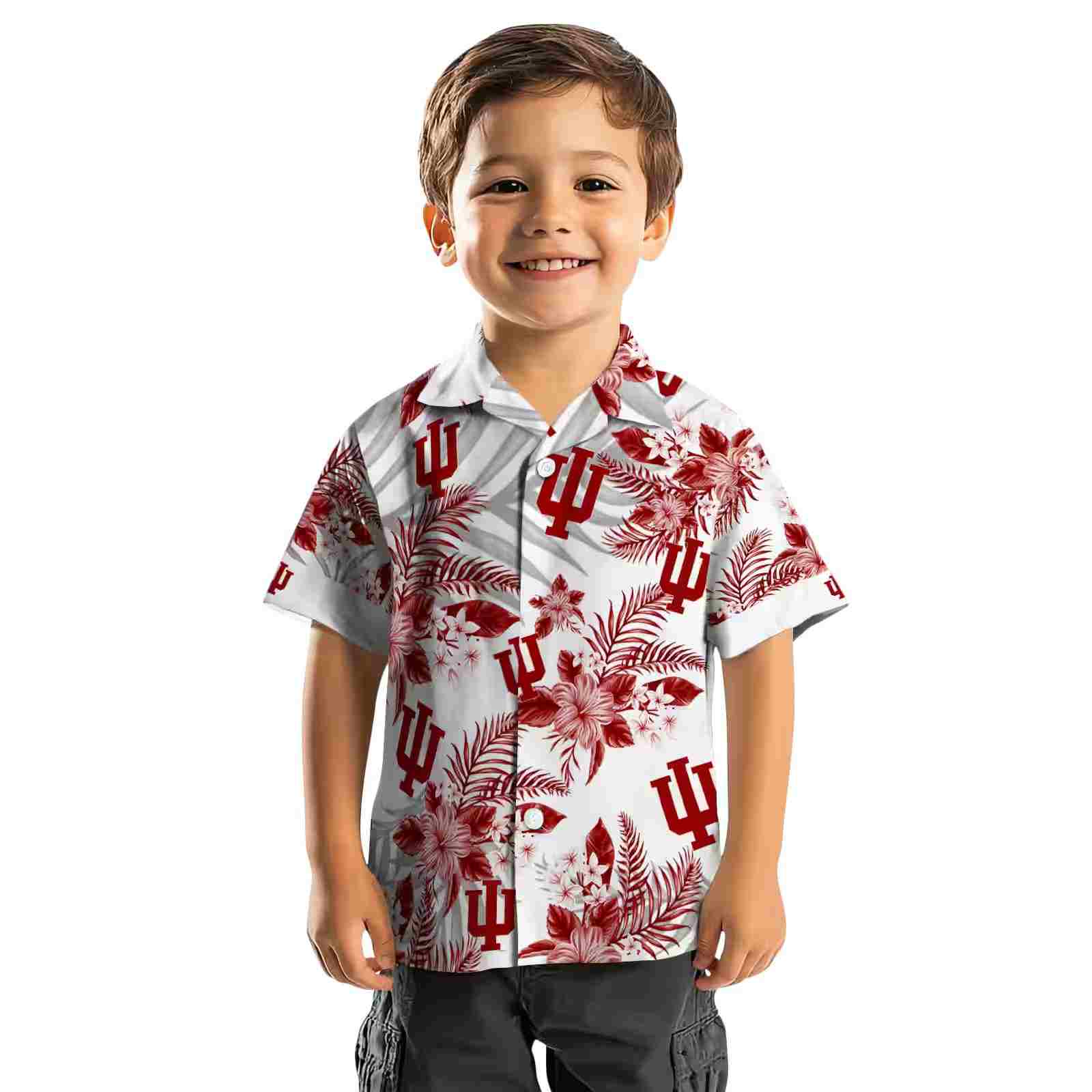 indiana hoosiers hibiscus palm leaves red white hawaiian shirt top rated